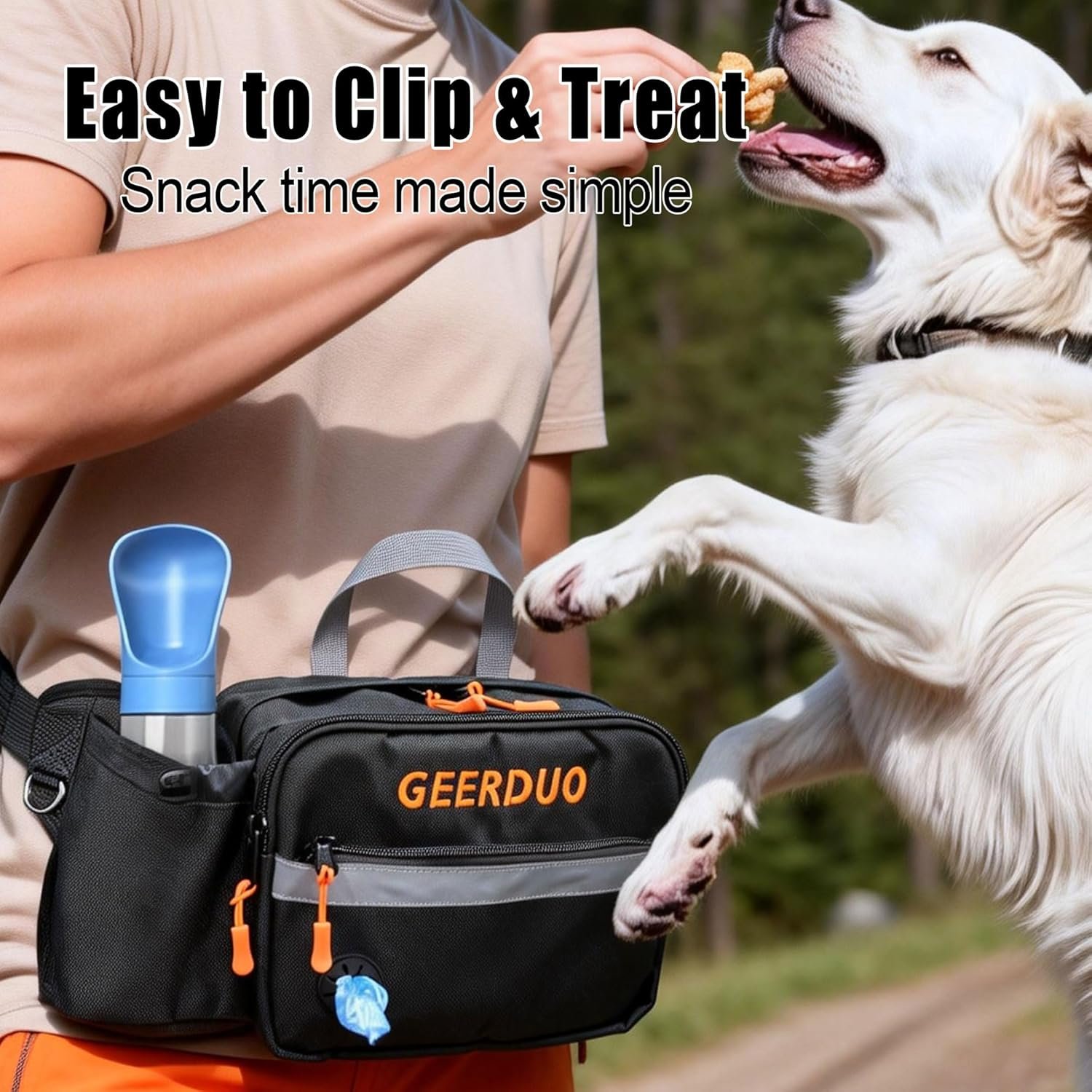 Private Label Dog Training Treat Pouch Large Dog Walking Fanny Pack Custom Logo with Removable Snack Pouch Water Holder Poop Bag Dispenser Waterproof Zipper Adjustable Strap Supplier