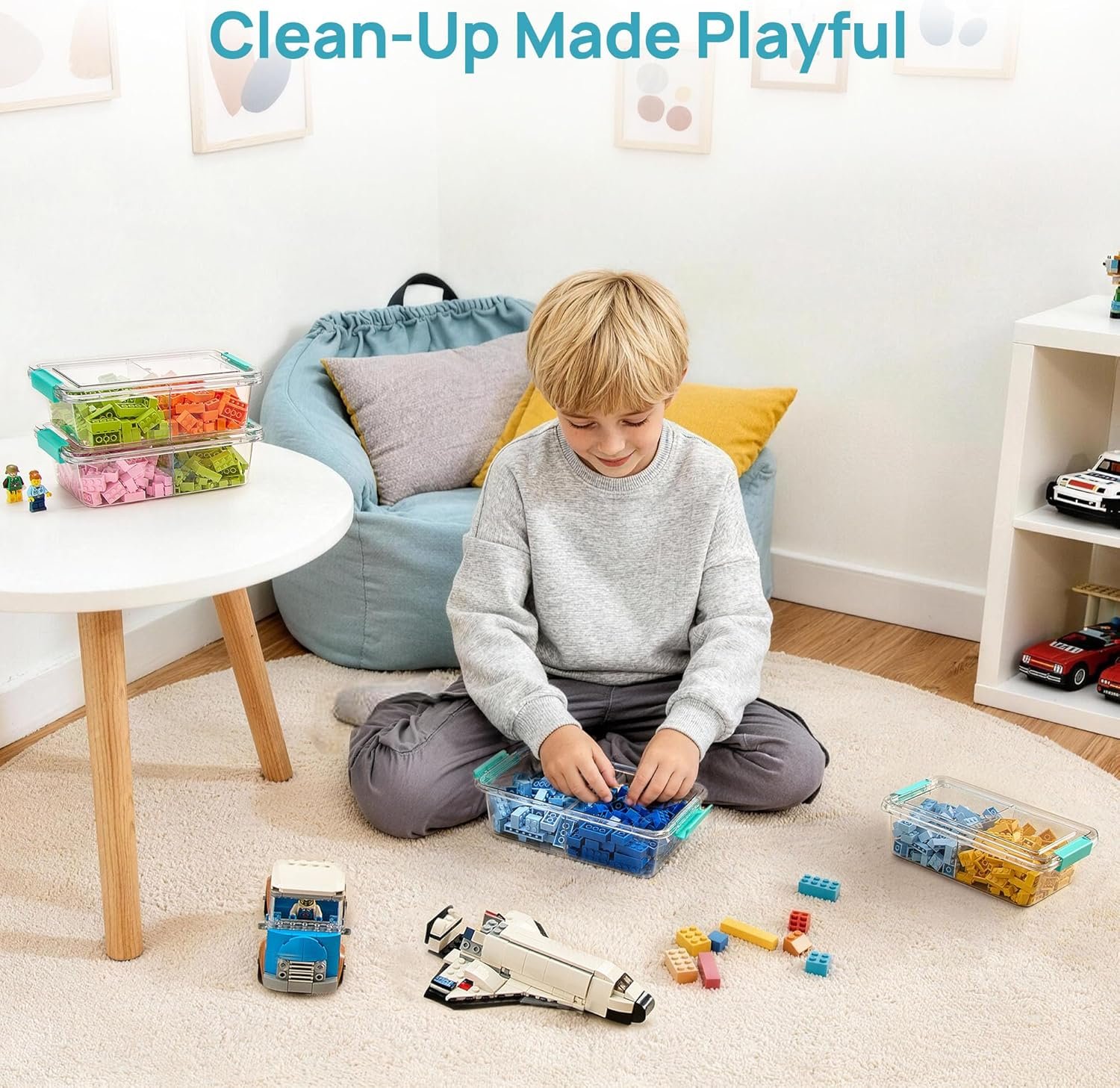 Private Label 8 Pack 1.5Qt Clear Plastic Pencil Box with Removable Divider, Custom Logo Pencil Holder for Pen Organizer, Small Stackable Containers with Lid from Supplier for Art Craft Sticker Scrapbook Office Supplies