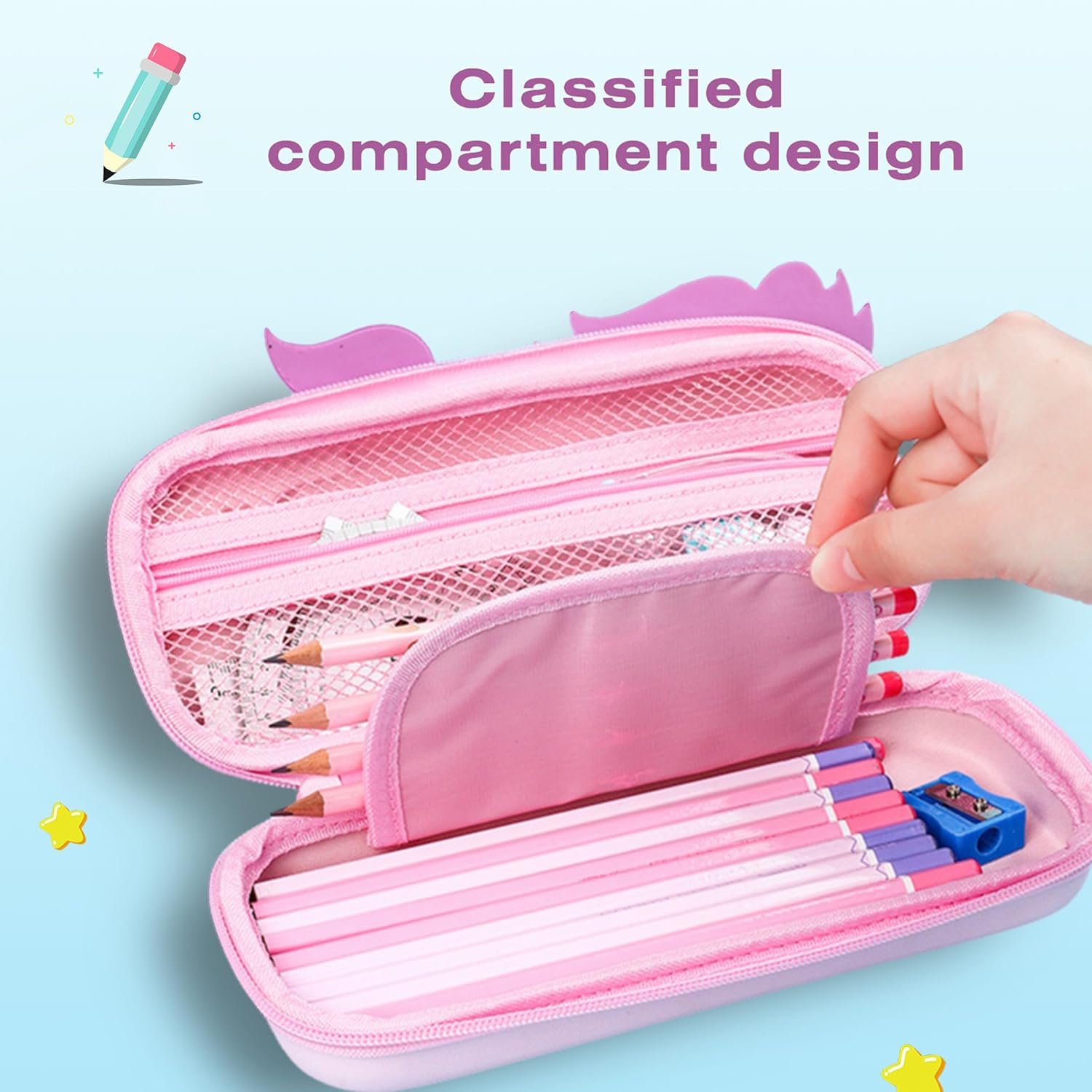 Custom Logo Pencil Case for Girls Boys Kids 3D EVA Large Capacity Private Label Cute Pencil Pouch Pen Holder Pink Unicorn School Supplies Manufacturer