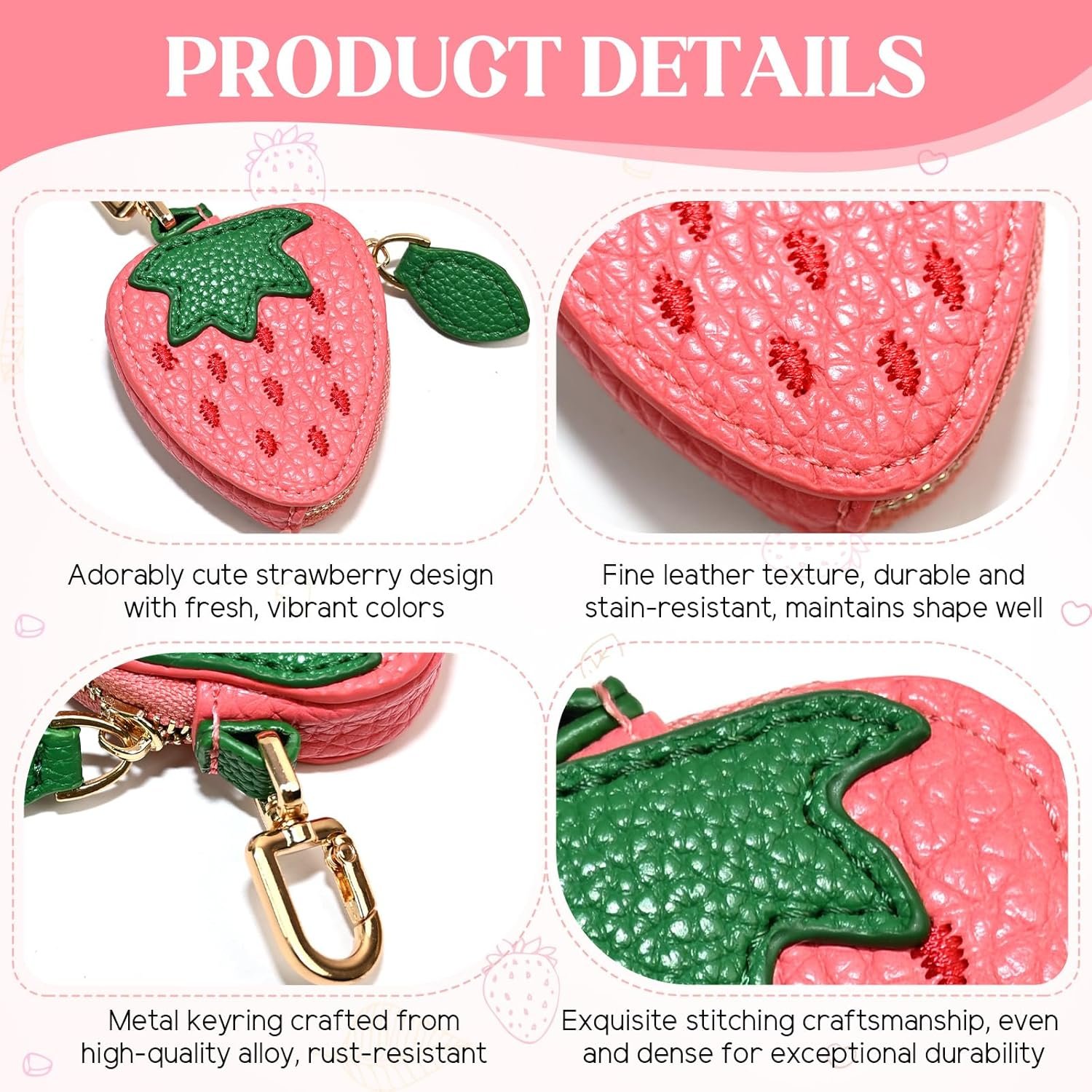 Private Label Fruit Coin Purse Keychain Custom Logo Cute Mini Leather Coin Pouch for Backpack Decoration Supplier Gift for Women Girls