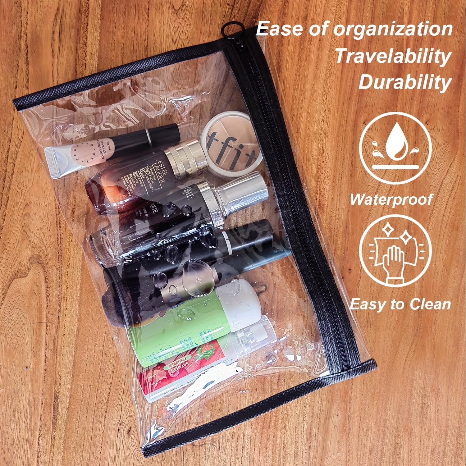 Private Label TSA Approved Clear Toiletry Bags with Custom Logo 3 Pack Waterproof PVC Travel Organizer Zipper Pouches Transparent Makeup Cosmetic Cases for Airport Security Manufacturer