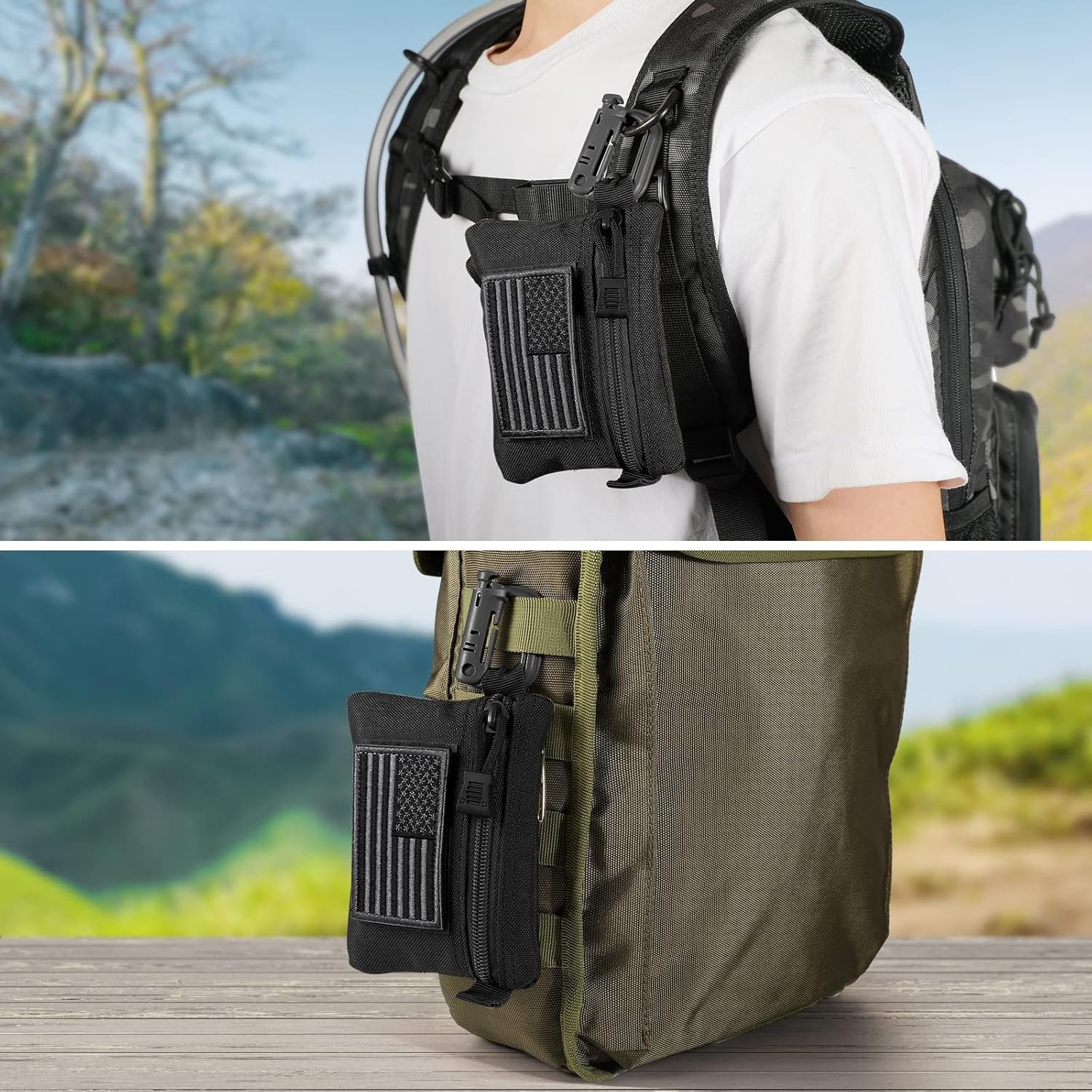 Private Label 2 Pack Tactical Compact EDC Pouches Military MOLLE Utility Accessories Organizer Custom Logo Coin Purse Keychain Pocket Credit Card Holder Waist Pack Manufacturer