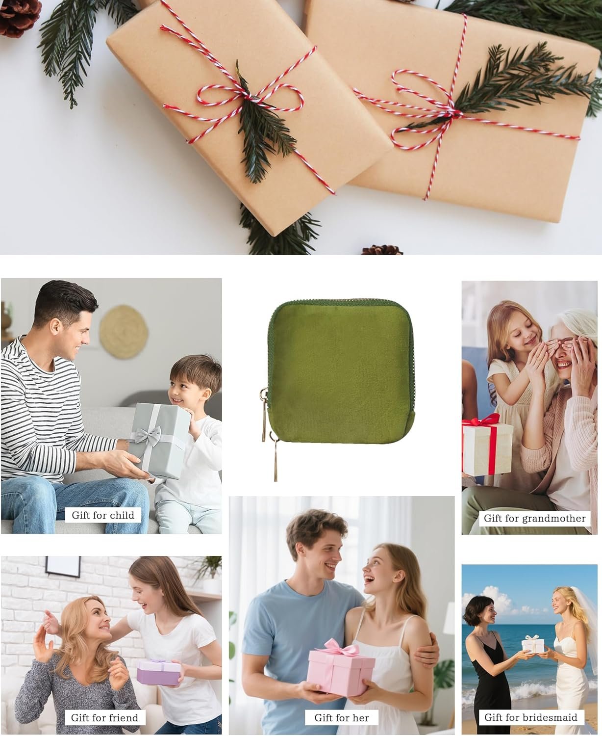 Private Label Compact Travel Jewelry Organizer Storage Case Manufacturer for Rings Earrings Necklace Bracelets Portable Velvet Pouch with Double Zippers Accessories Travel Essential Custom Logo Gift for Women Green