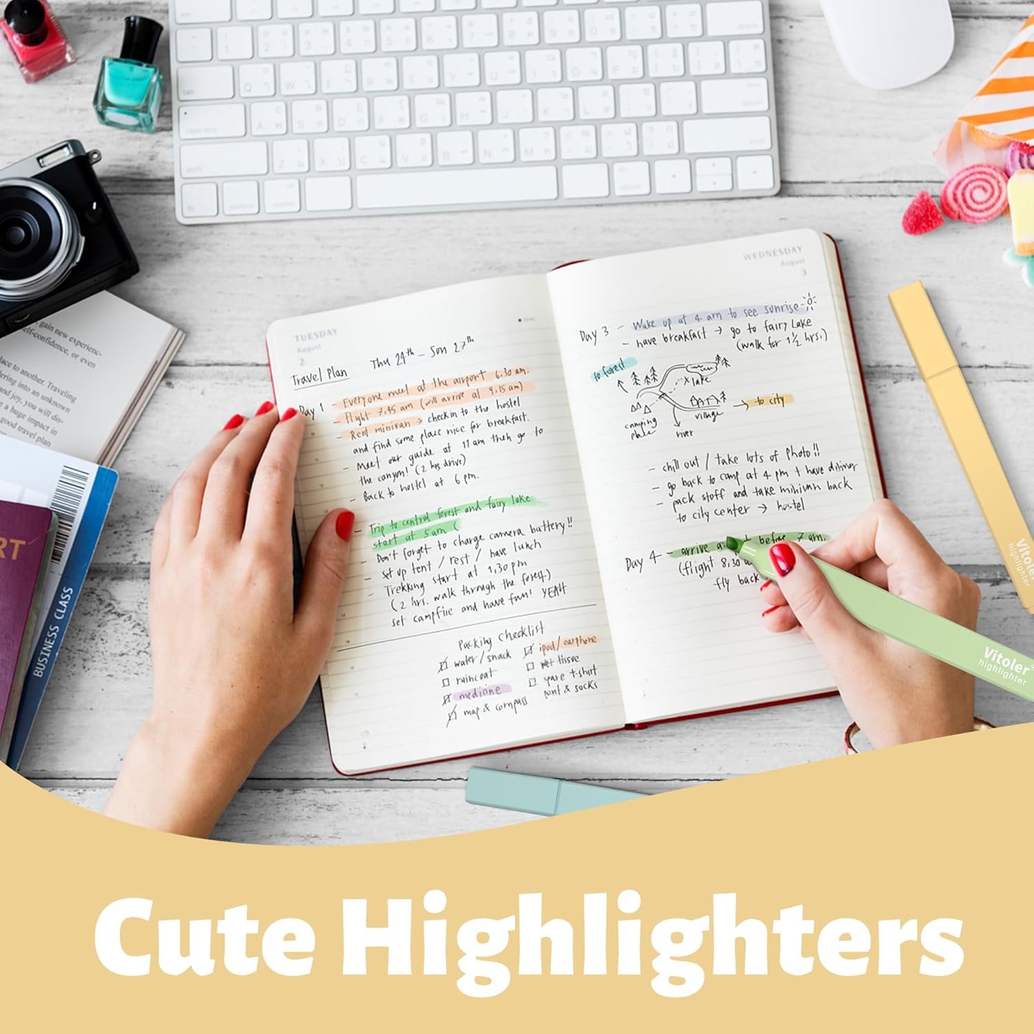 Private Label 20Pcs Assorted Colors Highlighters Chisel Tip Bible Pens and Pastel Markers from Supplier for Journaling Planner Notes Graduation Gifts with Custom Logo