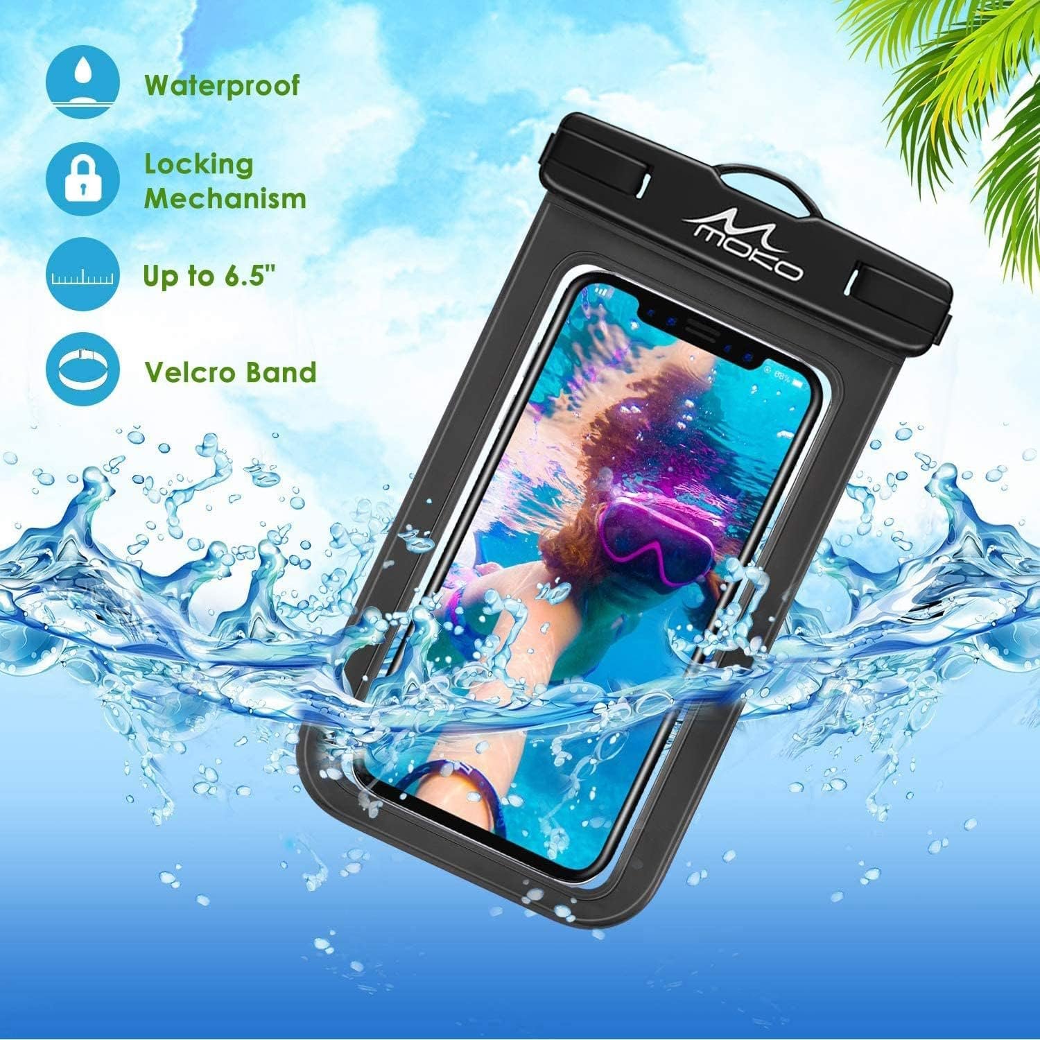 Custom Logo Waterproof Phone Pouch Holder Dry Bag with Lanyard Armband Private Label Compatible with iPhone 14 13 12 11 Pro Max Samsung S21 S20 S10 Factory Black