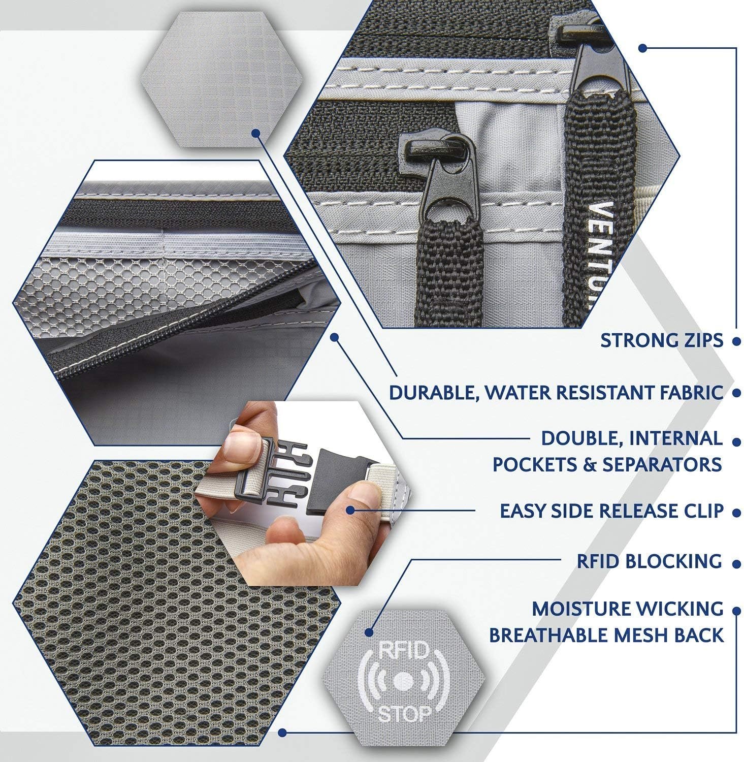 Custom Logo Money Belt for Travel – Hidden Under-Clothes RFID Blocking Private Label Passport Holder & Slim Travel Wallet Pouch for Men & Women Protecting Cash Cards & Documents Manufacturer (Silver)