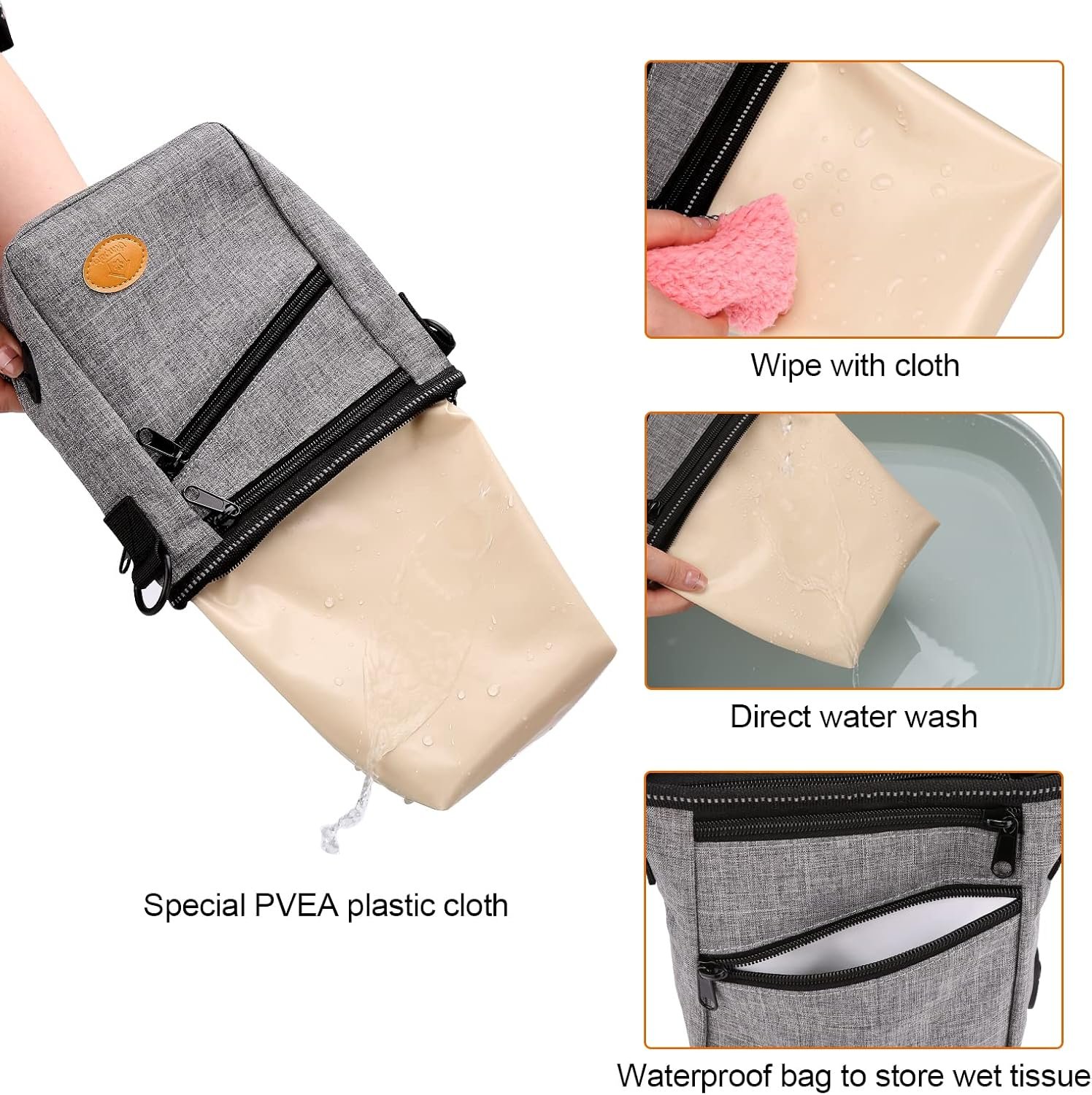 Private Label Dog Training Pouch with Silicone Liner and Collapsible Bowl, Custom Logo Shoulder Strap & Waist Strap Fanny Pack, 4 Ways to Wear for Dog Walking - Grey from Manufacturer