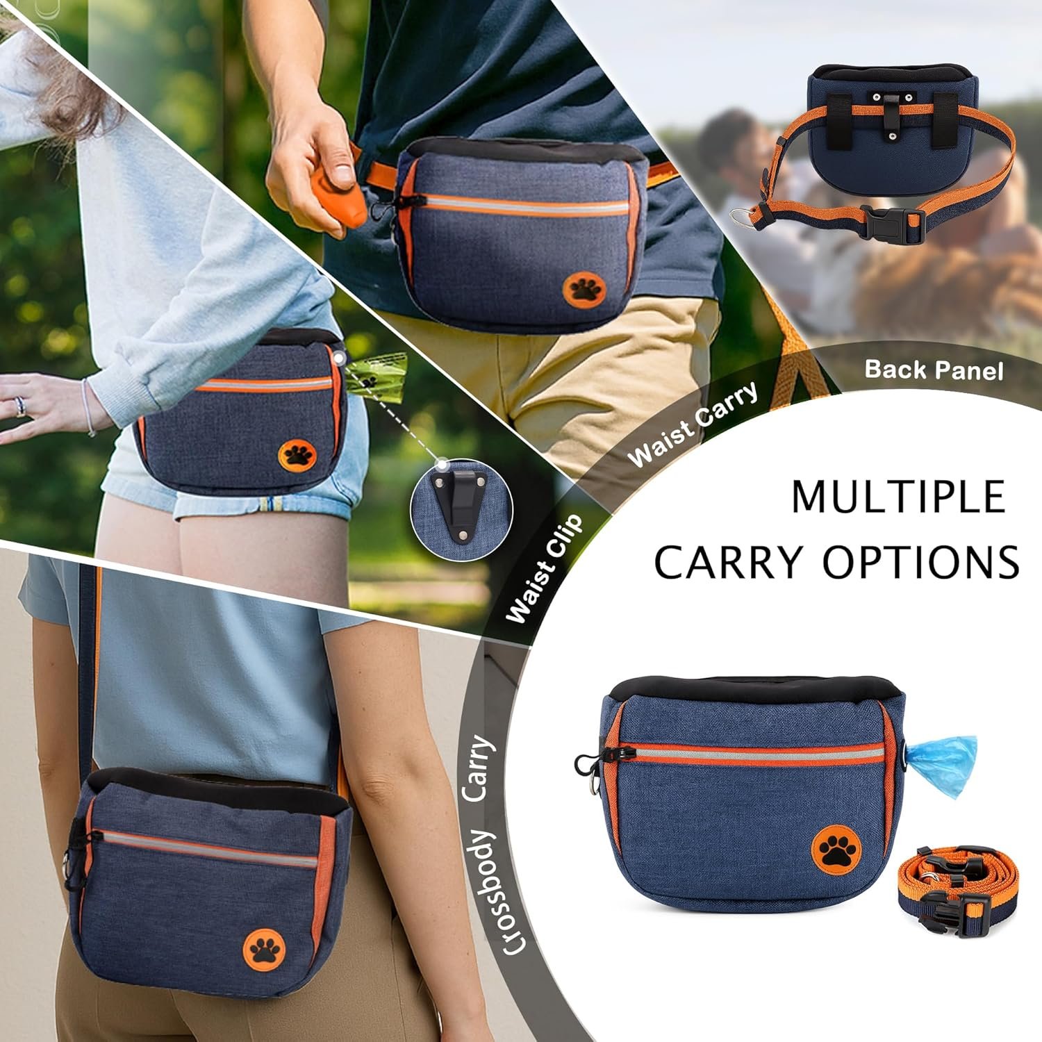 Private Label Dog Treat Training Pouch Manufacturer with Removable Liners, Large Opening Capacity, Clicker, Training Guide, Waist Strap Clip - Custom Logo Fanny Pack for Dog Training and Walking