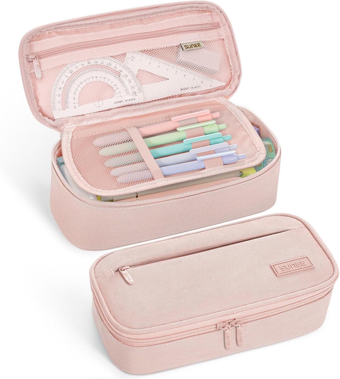 Custom Logo Large Capacity 900D Oxford Pencil Case Cute Pencil Pouch Private Label Big Storage Office Stationery Organizer Zipper Pen Makeup Bag Manufacturer Back to School Supplies Pink for Teens Women Men