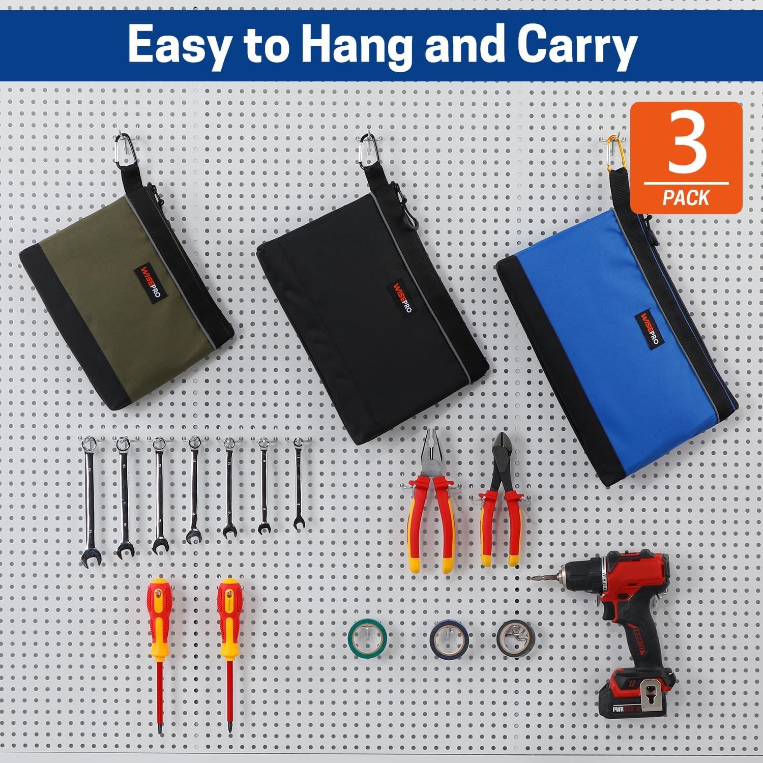 Private Label Zipper Tool Pouches Manufacturer Multi-Purpose Utility Organizer Bags for Small Hand Tools Screws Nails Hardware Pliers Wrenches Custom Logo Storage Pouch Set for Electricians Plumbers HVAC Mechanics