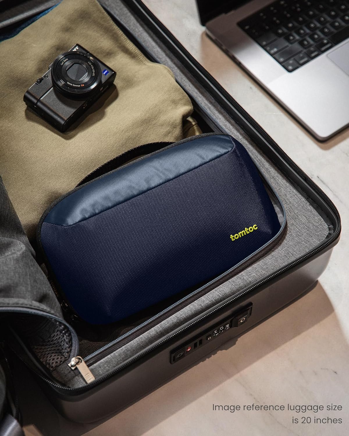 Manufacturer Electronic Organizer Tech Pouch for MacBook Charger Cables Power Bank Hard Drive Cords Custom Logo Water-Resistant Storage Bag with Removable Card Slots USB Adapter Memory Card Blue Private Label