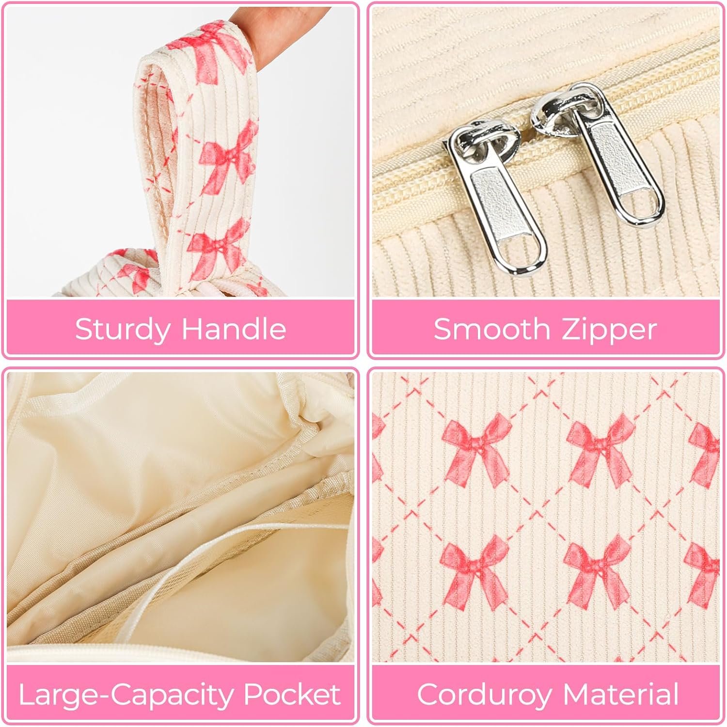 Private Label Large Corduroy Zippered Pencil Case Pouch, Cute Aesthetic Pencil Bag with Compartments and Custom Logo, School Supplies Manufacturer