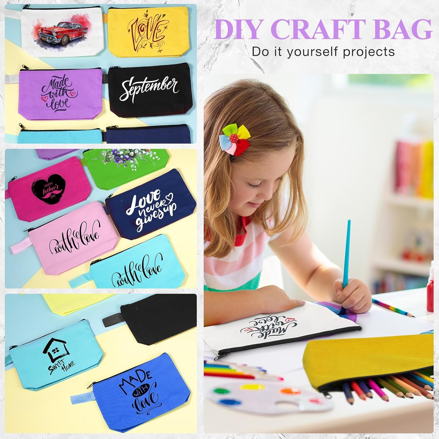 Private Label 40 Pack Canvas Makeup Bags Bulk Cosmetic Zipper Pouches with Bottom Custom Logo Multi-Purpose Blank Travel for Women Purse Toiletry Pencil DIY Craft Manufacturer 10 Colors (8.7 x 5.1 x 1.7 Inch)