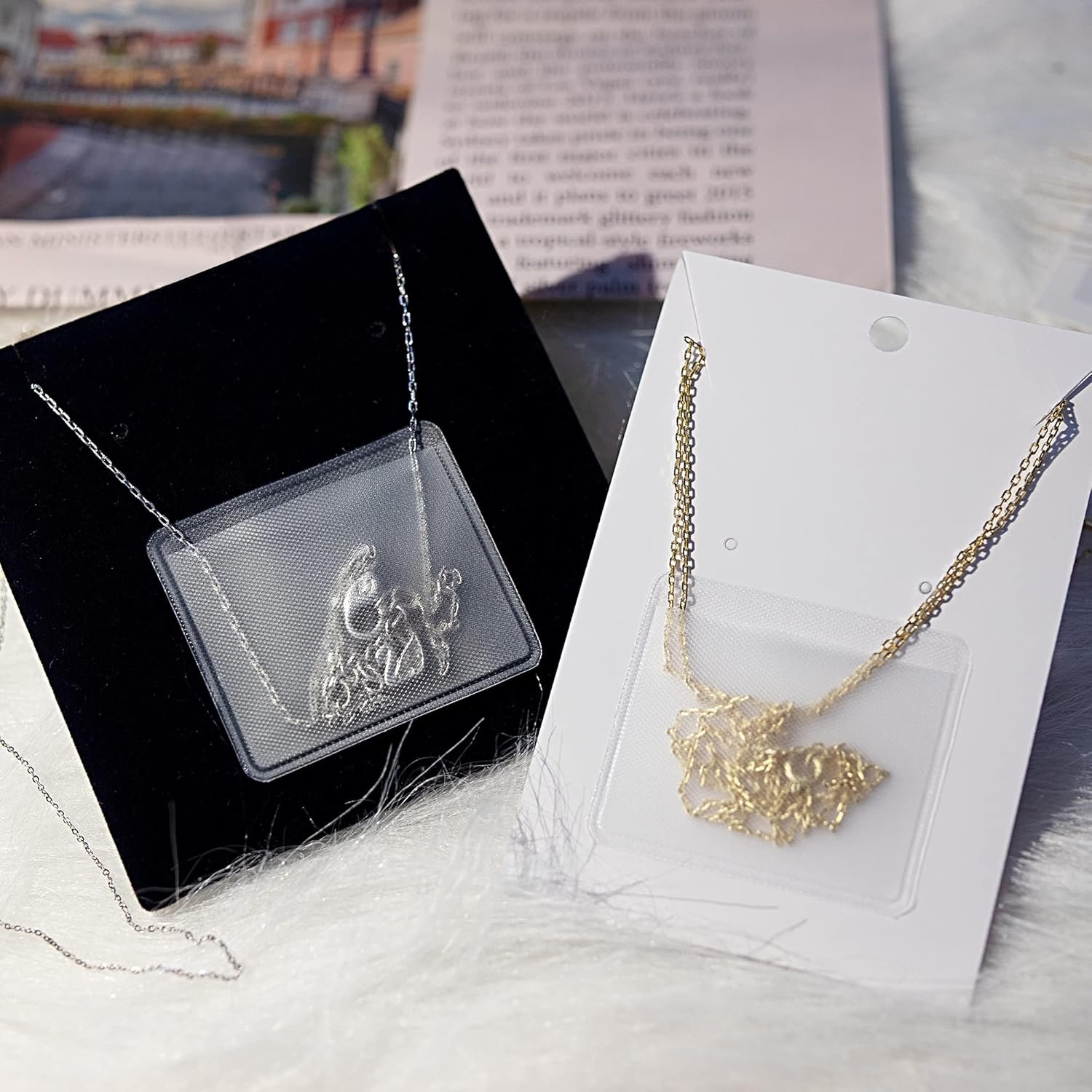 Private Label Necklace Chain Adhesive Pouches for Display Cards Self-Adhesive Clear Pockets Manufacturer Jewelry Bags to Hold Loose Chains (100 pcs) Custom Logo