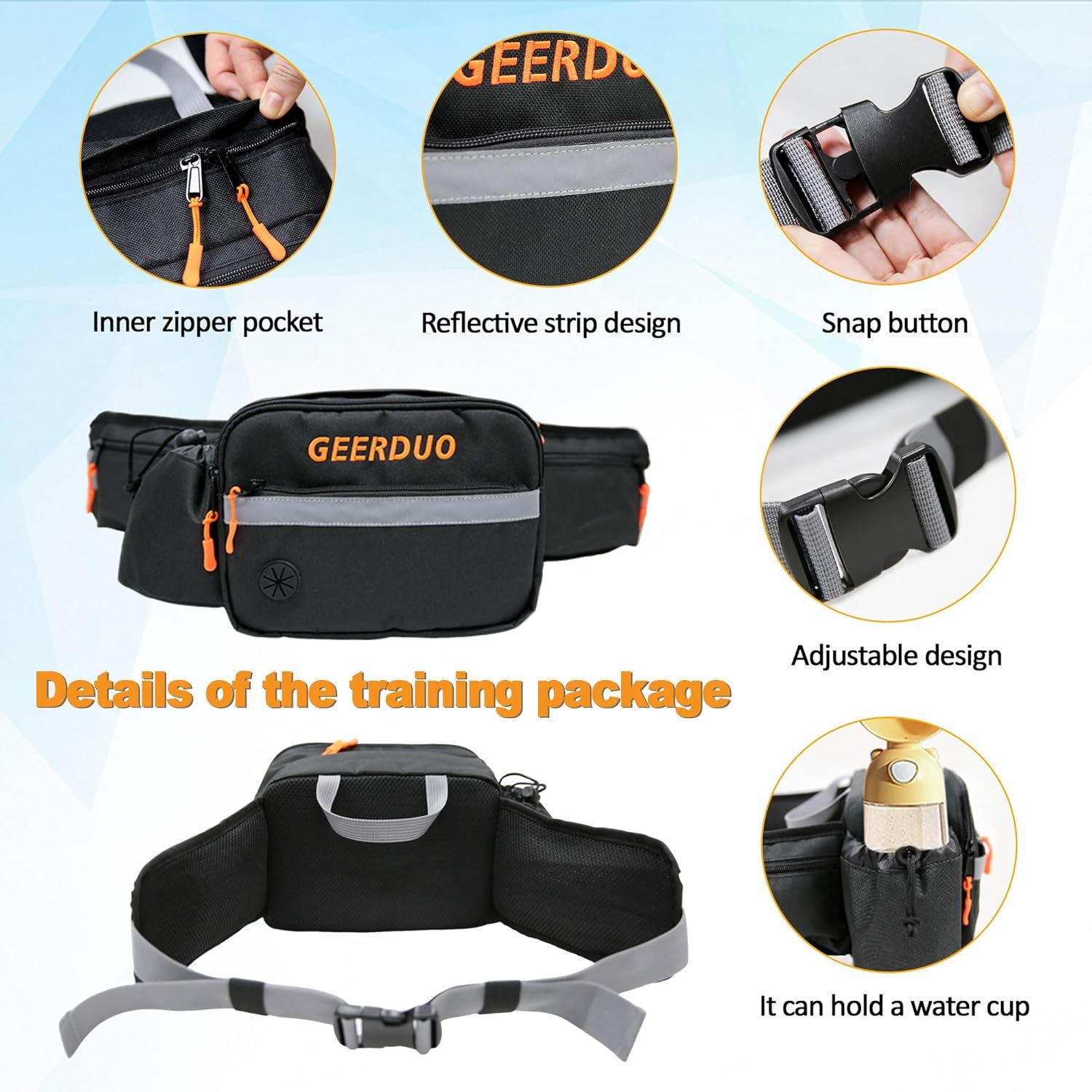 Private Label Dog Training Treat Pouch Large Dog Walking Fanny Pack Custom Logo with Removable Snack Pouch Water Holder Poop Bag Dispenser Waterproof Zipper Adjustable Strap Supplier