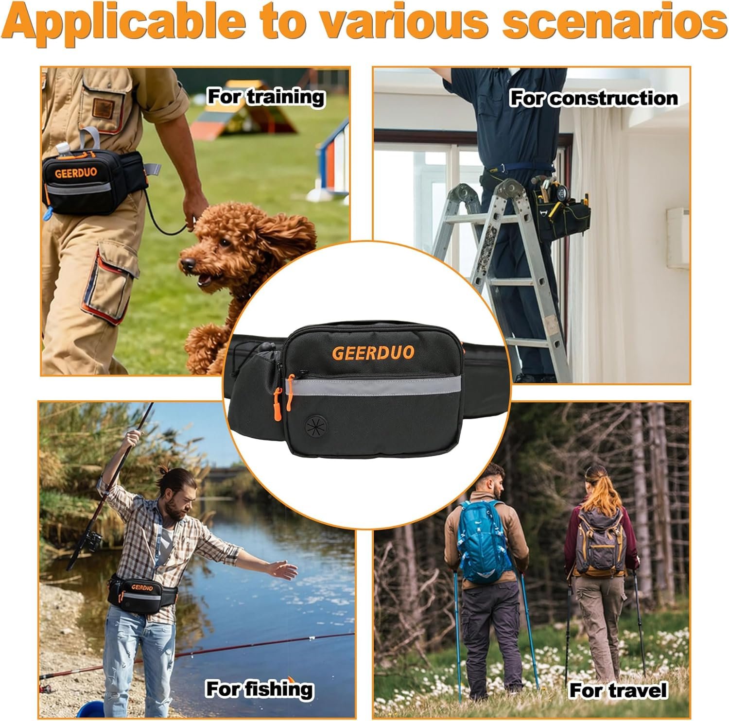 Private Label Dog Training Treat Pouch Large Dog Walking Fanny Pack Custom Logo with Removable Snack Pouch Water Holder Poop Bag Dispenser Waterproof Zipper Adjustable Strap Supplier