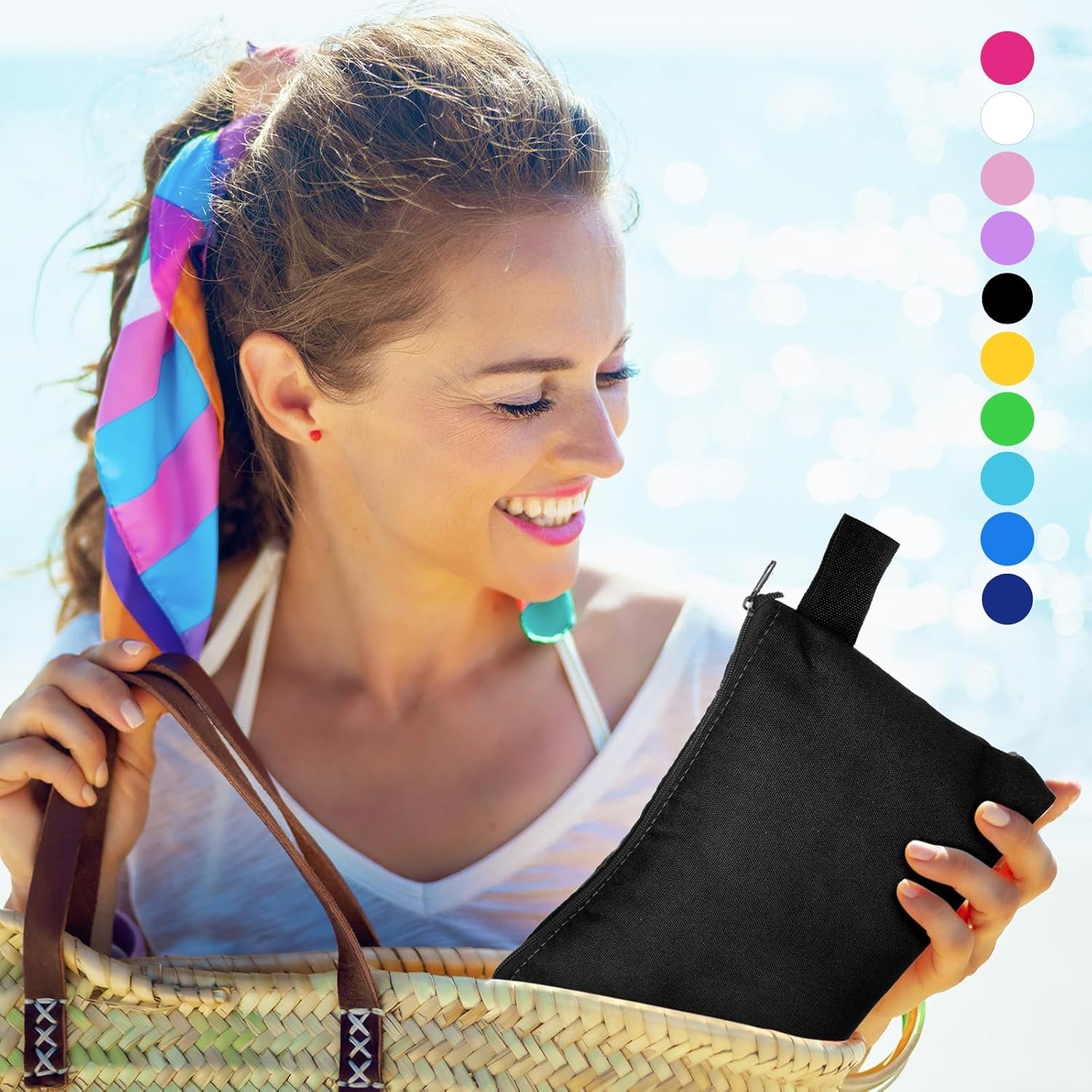 Private Label 40 Pack Canvas Makeup Bags Bulk Cosmetic Zipper Pouches with Bottom Custom Logo Multi-Purpose Blank Travel for Women Purse Toiletry Pencil DIY Craft Manufacturer 10 Colors (8.7 x 5.1 x 1.7 Inch)