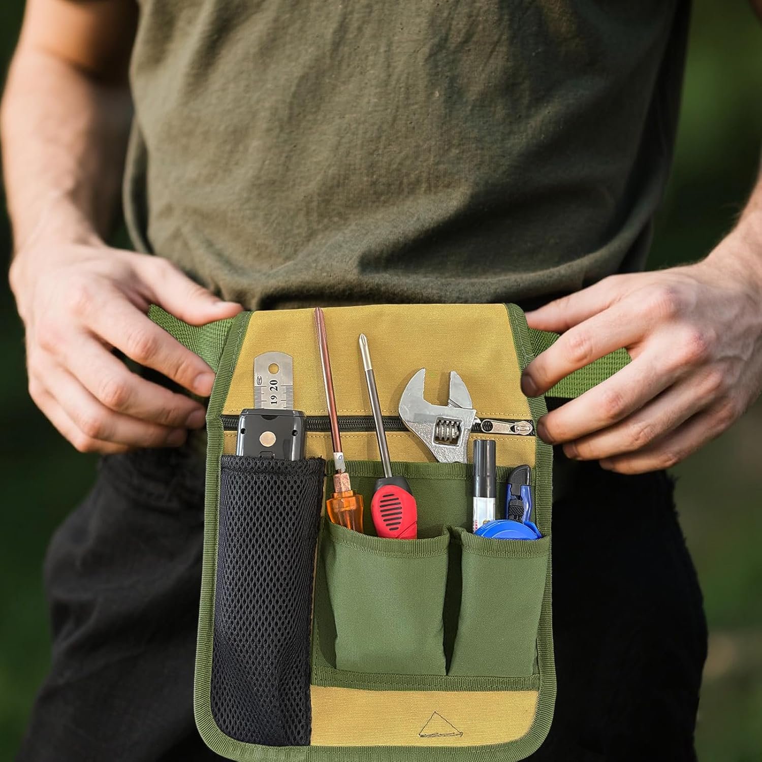 Heavy-Duty Tool Belt Pouch Factory with Belt Clip - Custom Logo Adjustable Work Apron for Electricians, Carpenters, Technicians, Construction & Gardening - Private Label Durable Utility Organizer for Men & Women, Compact & Lightweight