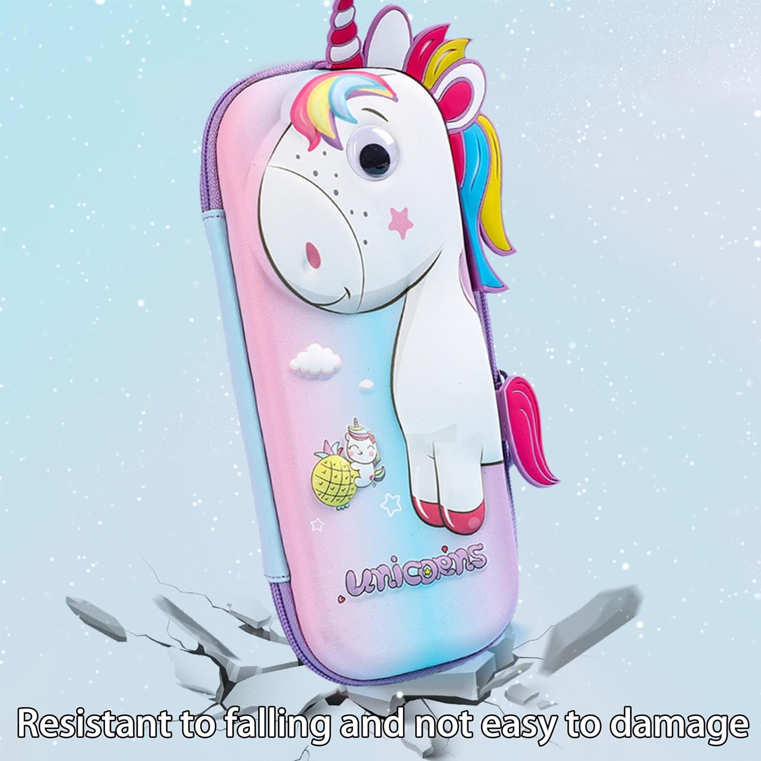 Custom Logo Pencil Case for Girls Boys Kids 3D EVA Large Capacity Private Label Cute Pencil Pouch Pen Holder Pink Unicorn School Supplies Manufacturer