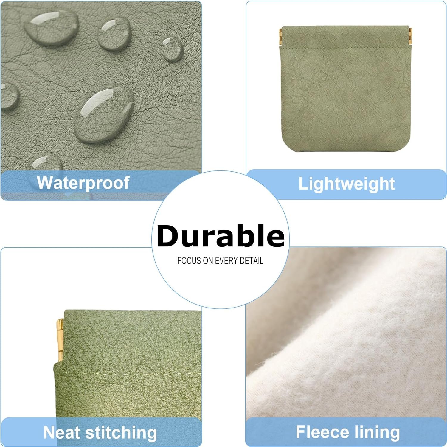 Private Label 4Pcs Small Makeup Bags for Purse Custom Logo Mini Leather Cosmetic Pouches for Women Portable No Zipper Lipstick Coin Organizer from Manufacturer (Blue Green)