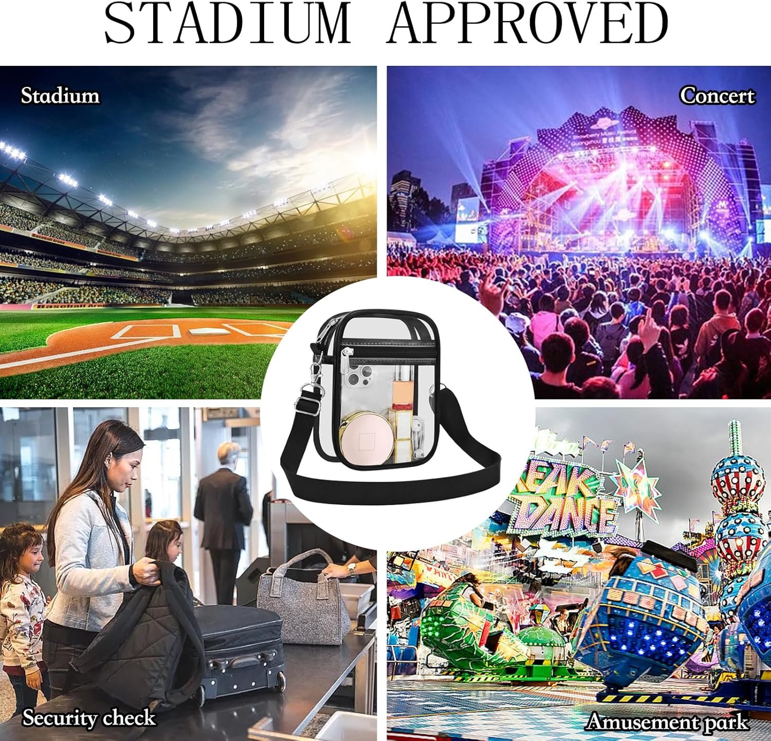 Manufacturer Stadium Approved Clear Transparent Messenger Crossbody Bag Custom Logo for Men and Women Private Label