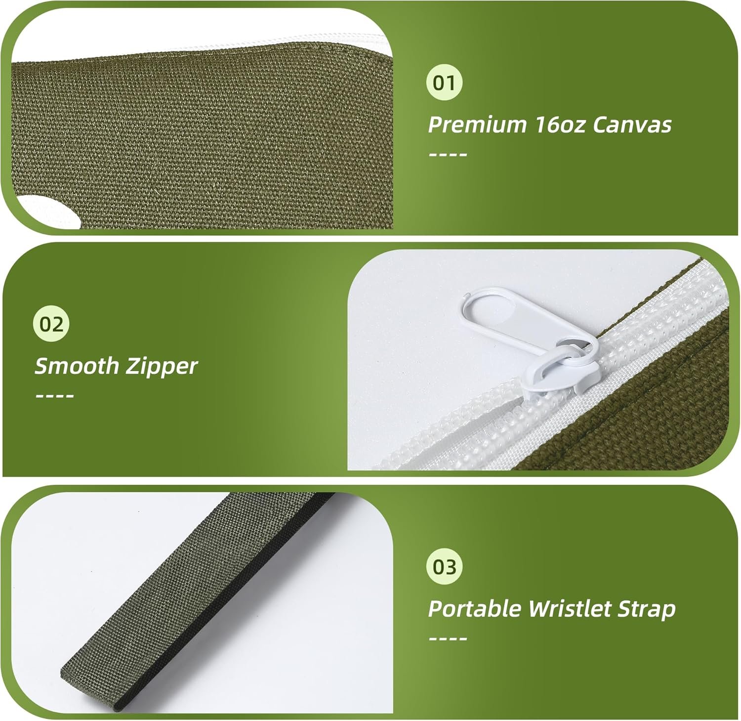 Custom Logo 16oz Pure Cotton Canvas Tool Pouch Zipper Bag Private Label 12.5 Inch Storage Organizer with Wristlet Strap Supplier