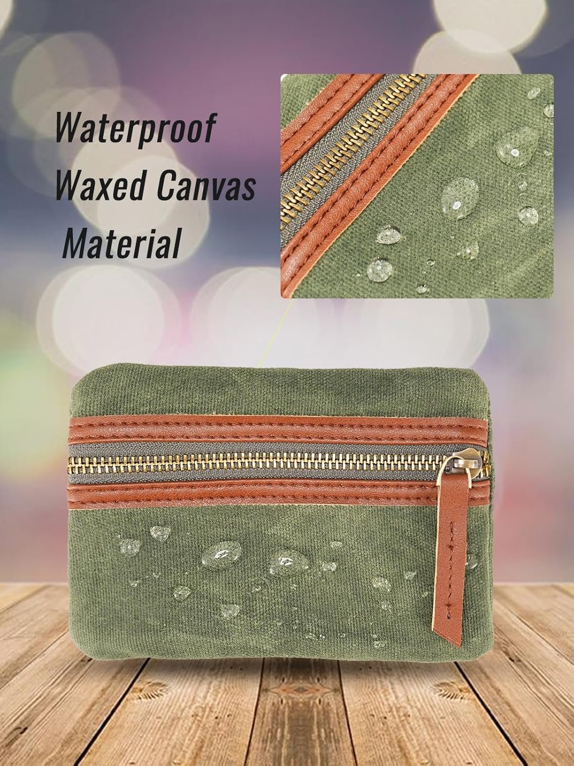 Custom Logo Waxed Canvas Compact EDC Pocket Organizer Private Label Zippered Pocket Pouch for Men Mini Organizer for Change Notebook Tactical Pen Flashlight Manufacturer