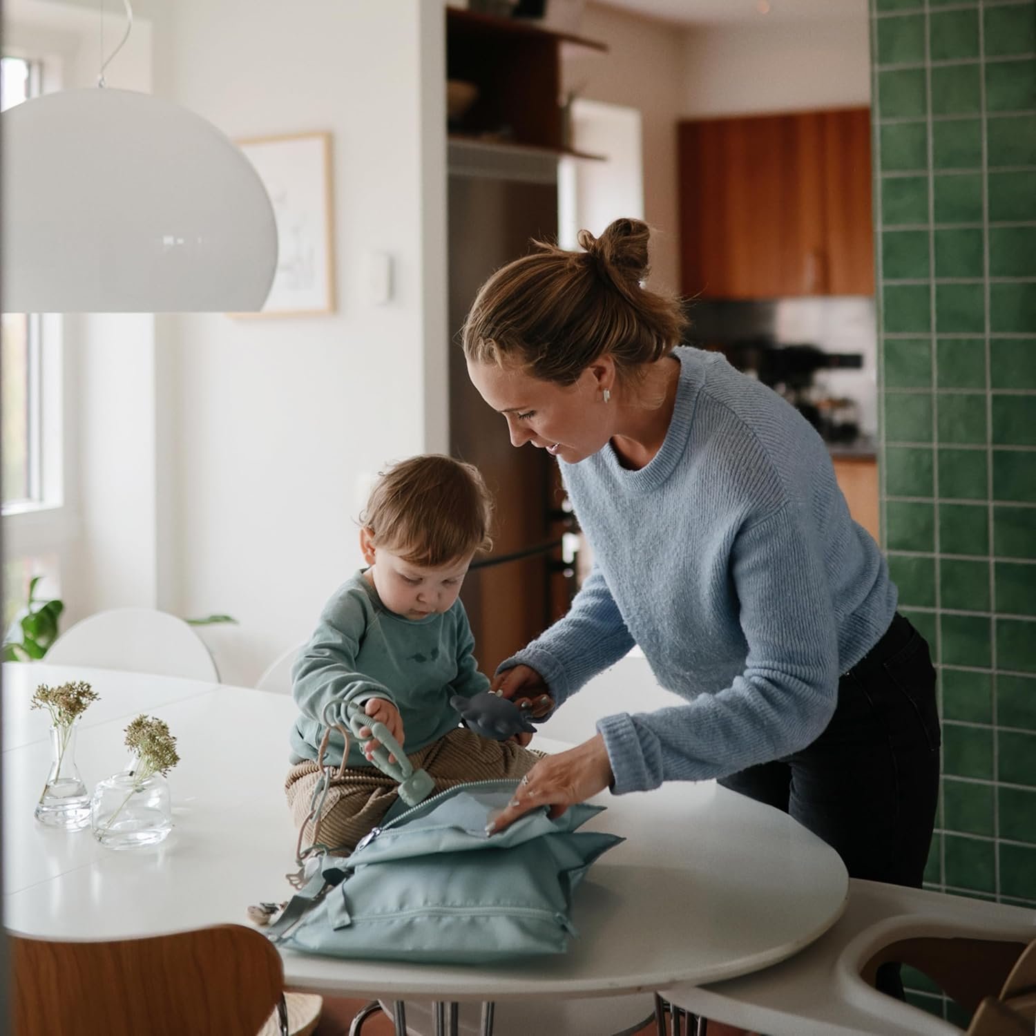 Private Label Water Resistant Wet Bags | Large & Small Reusable Storage Bag for Baby Items and Travel | Custom Logo Zippered Pockets with Handle | Machine Washable Set of 2 from Manufacturer (Olive Check)