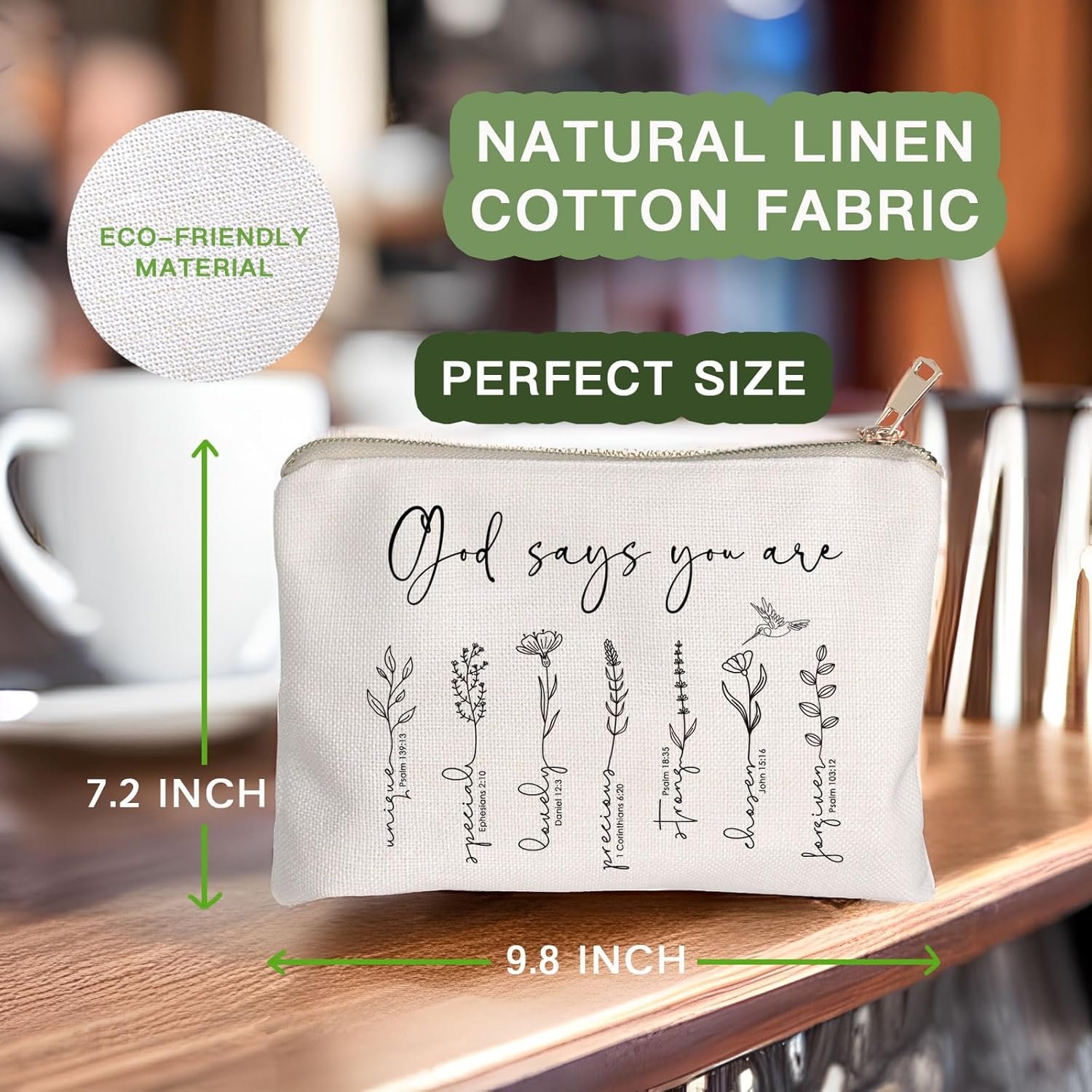 Custom Logo God Says You Are Cosmetic Bag Christian Bible Verse Floral Makeup Case for Women Private Label Inspirational Christmas Affirmations Gift Manufacturer