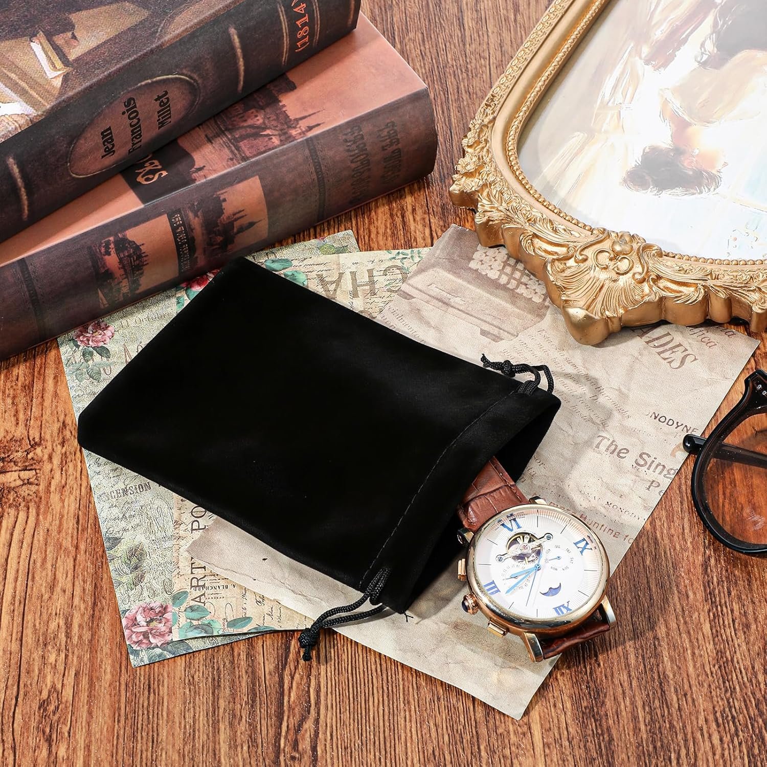 Private Label 100 Pcs 4×6 Inch Black Velvet Drawstring Bags Custom Logo Jewelry Pouches for Bracelets Candy Headphones Beads Gifts Gadgets Supplier