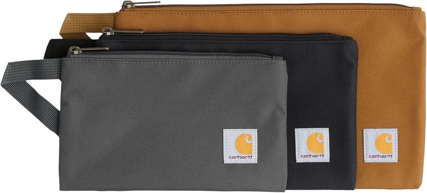 Custom Logo Utility Zipper Pouch Set Private Label Durable Water Repellent Organizers Sold in Sets of Three Brown/Black/Gravel Manufacturer