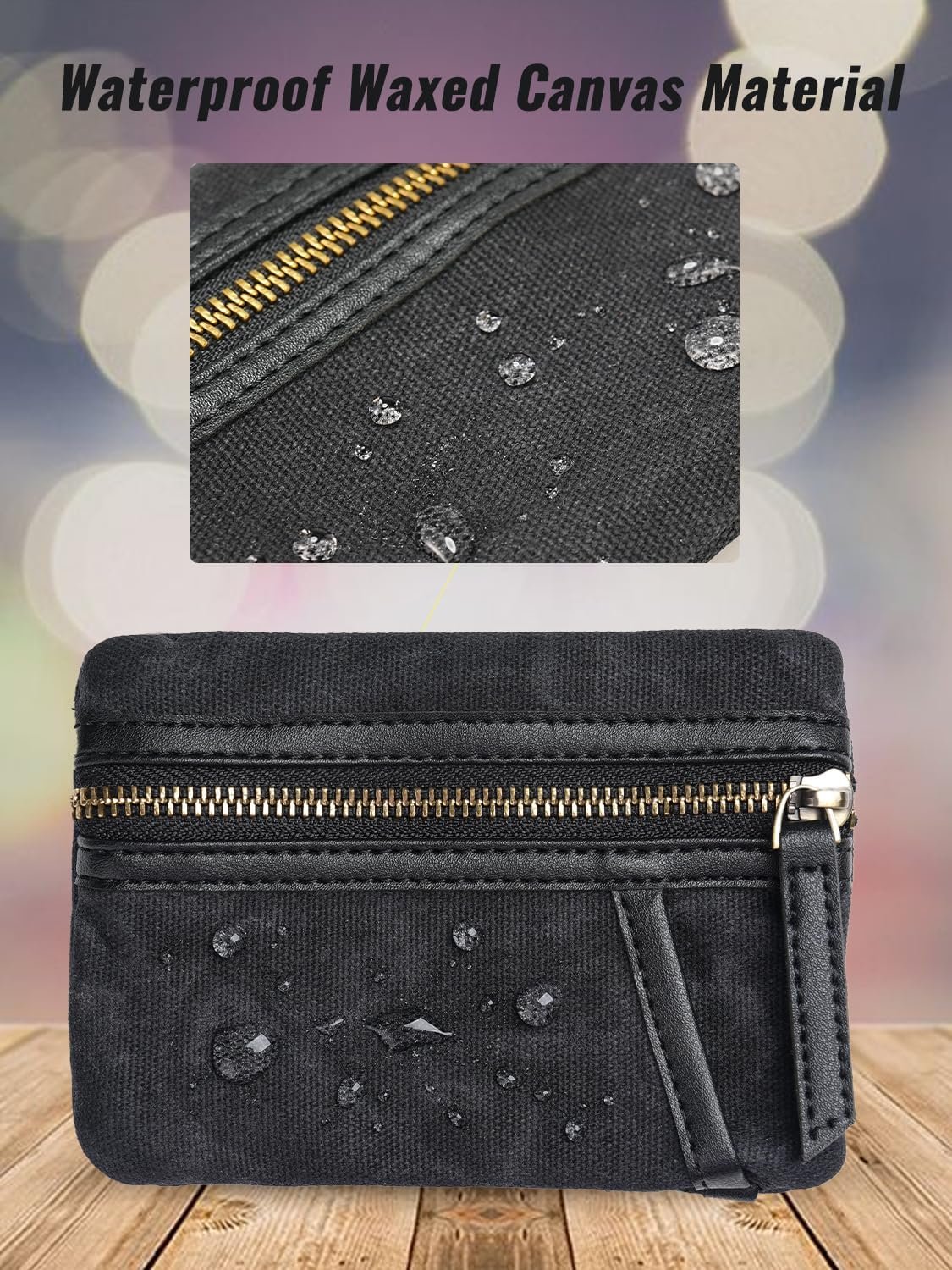 Private Label Waxed Canvas EDC Pouch Compact Pocket Organizer for Men, Custom Logo Zippered Mini Multitool Everyday Carry Pouch Oil Wax Black from Manufacturer