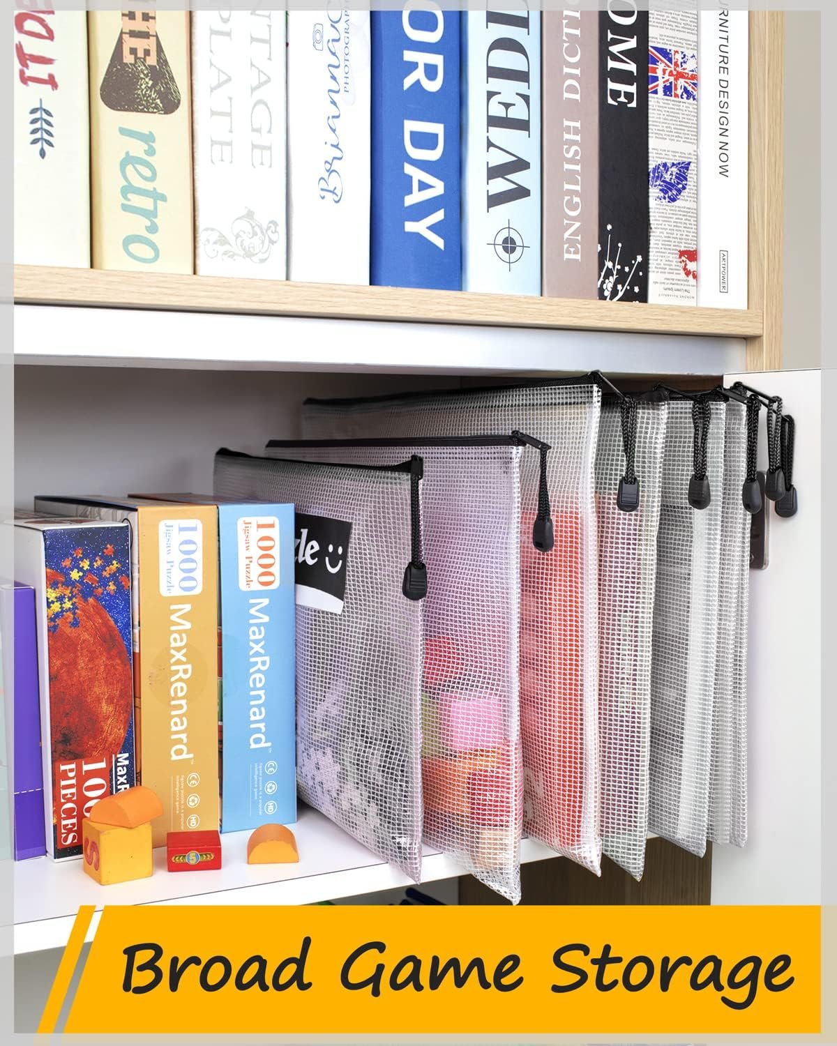 Private Label Extra Large Plastic Mesh Zipper Pouches 6.8x9.2in Black 12 Packs with Custom Logo Water-Resistant for School Office Supplies Puzzles Games Organizing Storage from Manufacturer