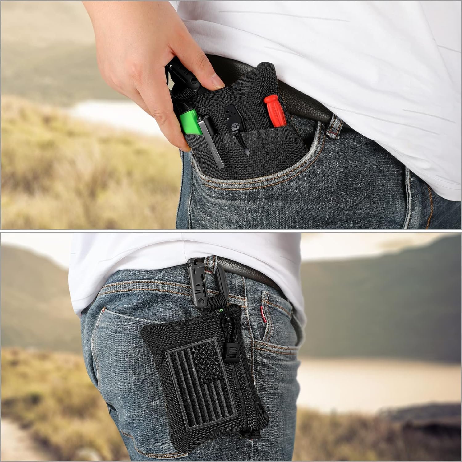 Private Label 2 Pack Tactical Compact EDC Pouches Military MOLLE Utility Accessories Organizer Custom Logo Coin Purse Keychain Pocket Credit Card Holder Waist Pack Manufacturer