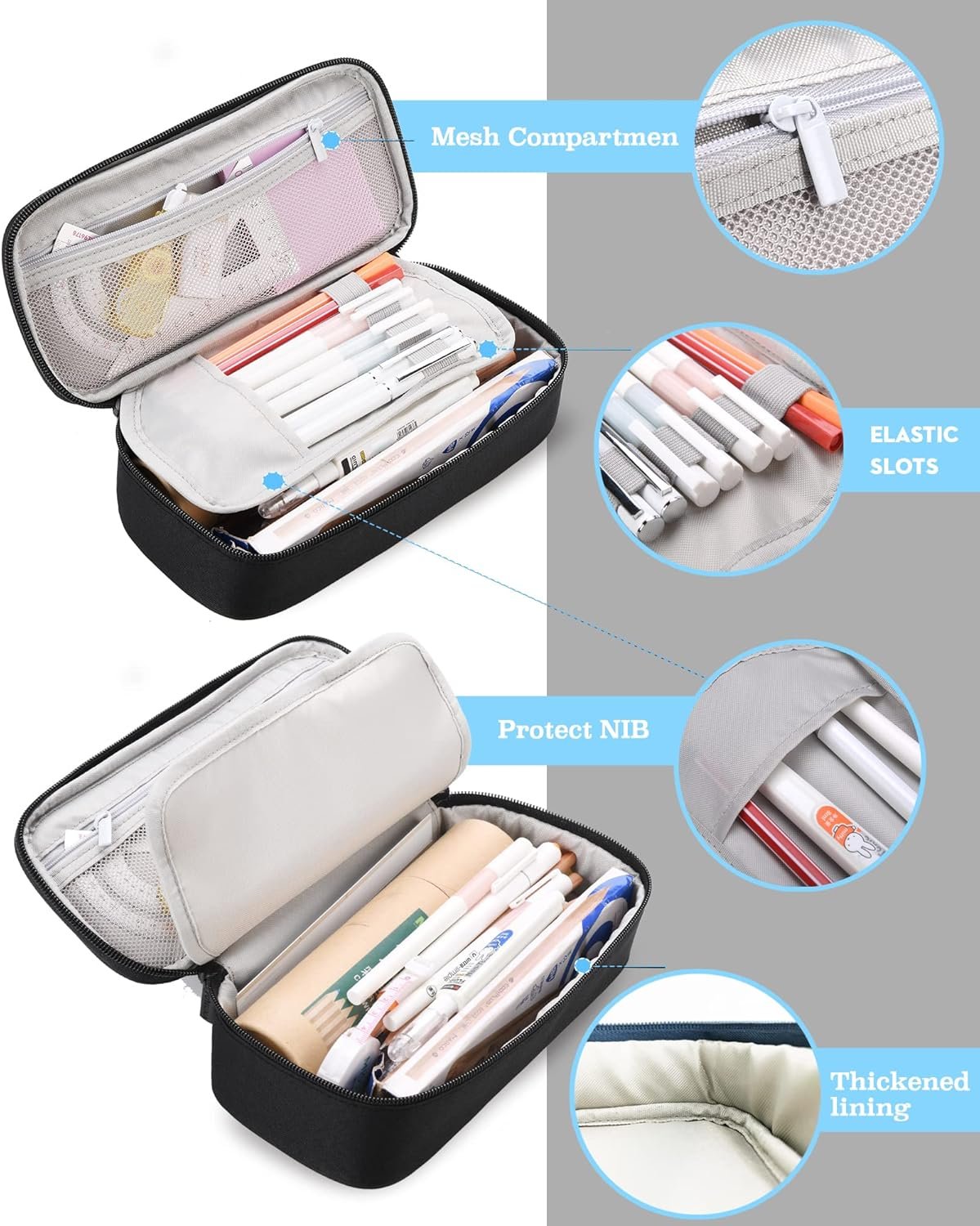 Custom Logo Large Capacity Pencil Case Private Label Aesthetic Zipper Pencil Pouch Back to School Supplies for College Students Teens Adults Travel Essentials Electronic Cable Organizer Manufacturer