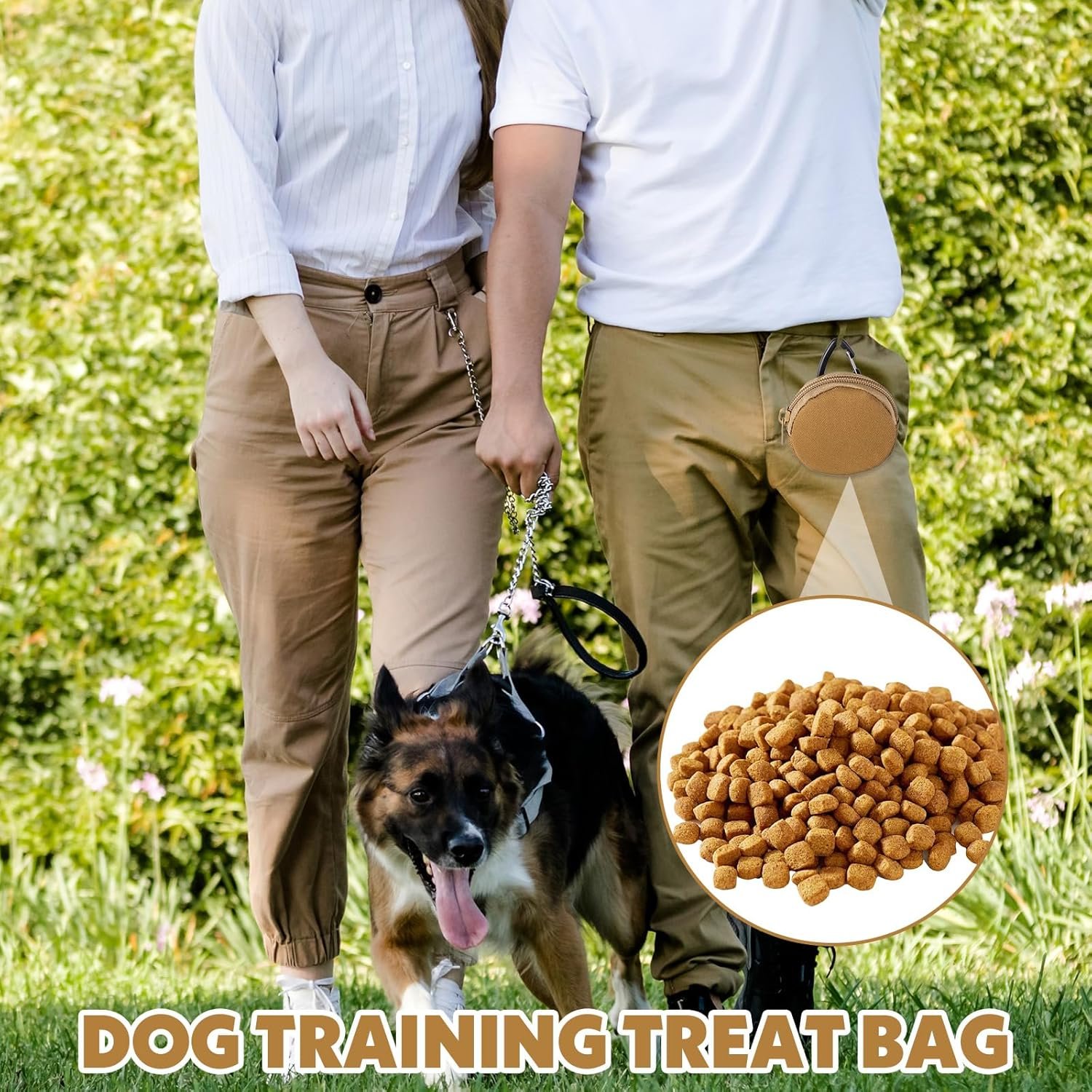 Private Label 2 Pack Small Dog Treat Pouches Portable Training Walking Bags for Puppies with Custom Logo Clasp Reusable Zipper Containers Avoid Spilling Travel Outdoor Manufacturer (Khaki)