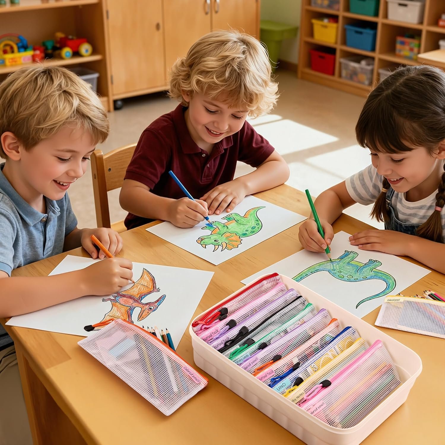 Private Label 24 Pack A6 (9.3 × 4.0 in) Waterproof Mesh Zipper Pouch Bags Custom Logo for School Supplies Cash Cosmetics Travel Organization Factory 8 Colors