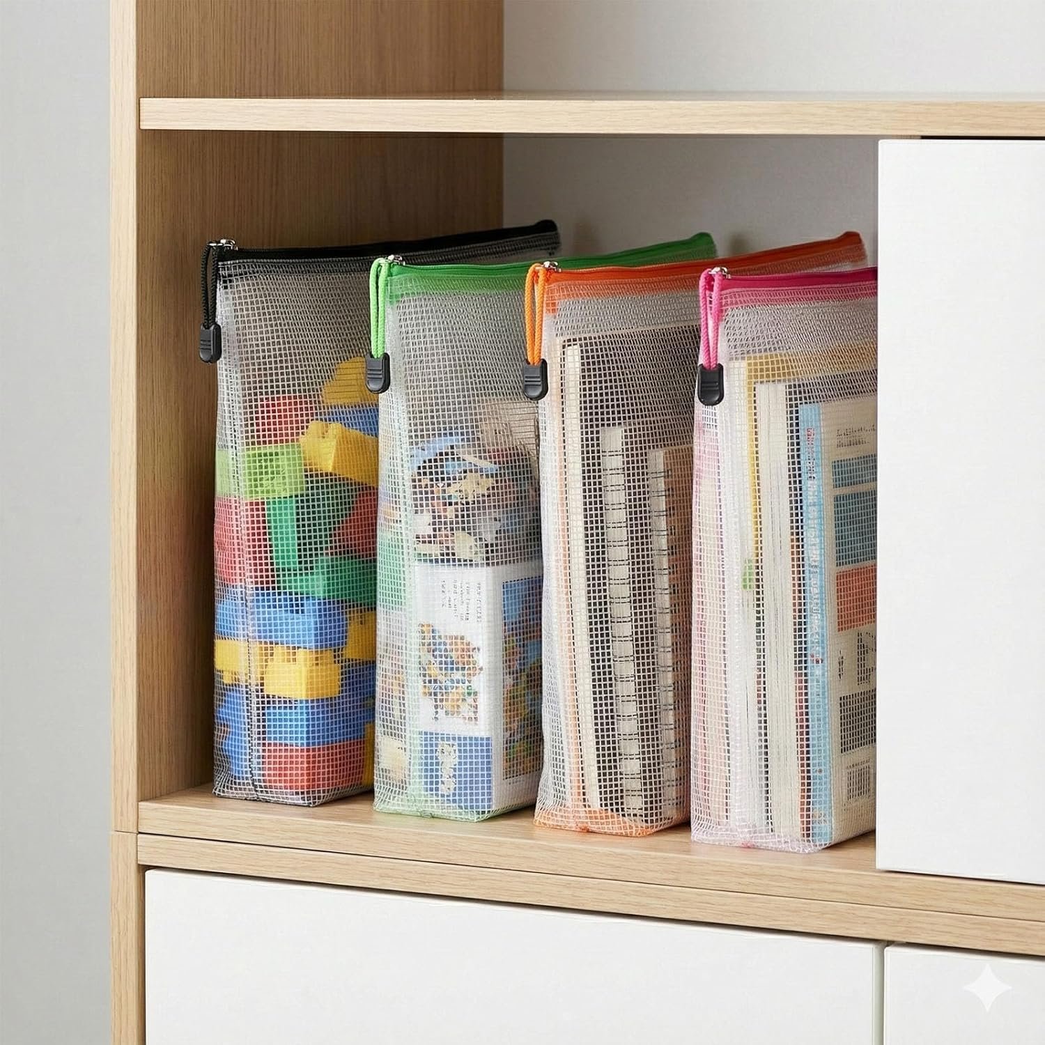 Private Label 15 Pack A3 Mesh Zipper Pouch Bags (16.7x12 in) Custom Logo Large Zipper Storage Pouches for Board Game Puzzle Toy & Travel Organizing Factory Direct