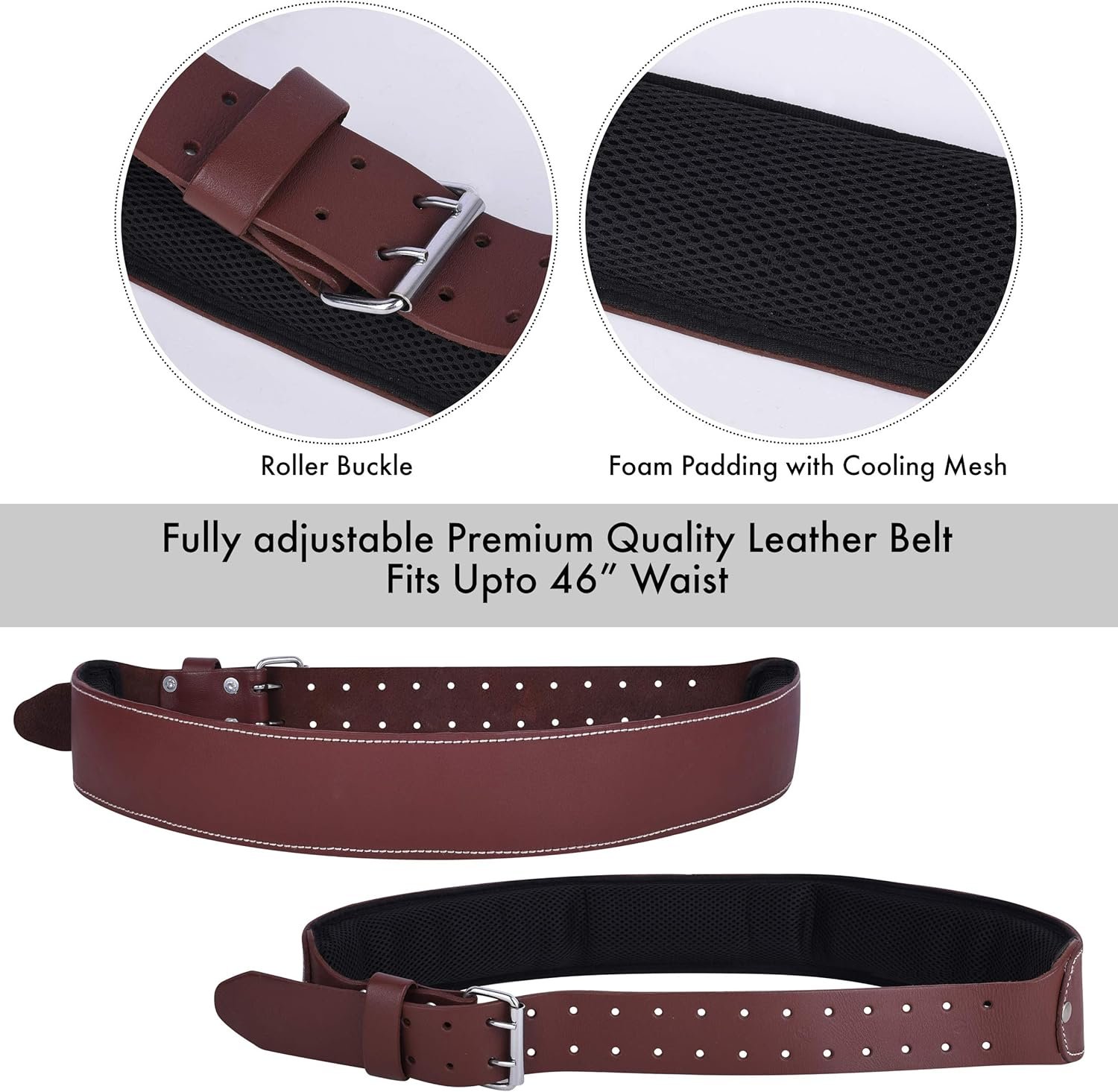 Manufacturer Full Grain Leather Tool Belts for Men Heavy-Duty Carpenter Tool Rig Organizer with 17 Pockets Hammer Holder 4 Suspender Loops Custom Logo Foam-Padded Belt for Framers and Electricians Private Label