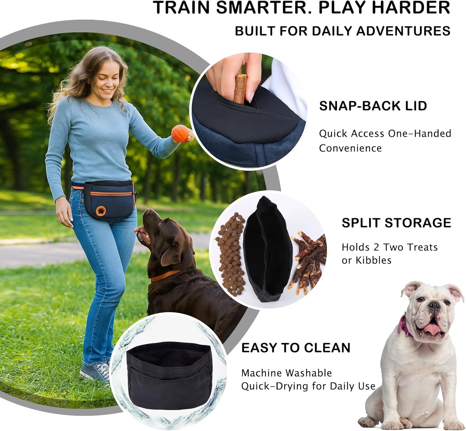 Private Label Dog Treat Training Pouch Manufacturer with Removable Liners, Large Opening Capacity, Clicker, Training Guide, Waist Strap Clip - Custom Logo Fanny Pack for Dog Training and Walking