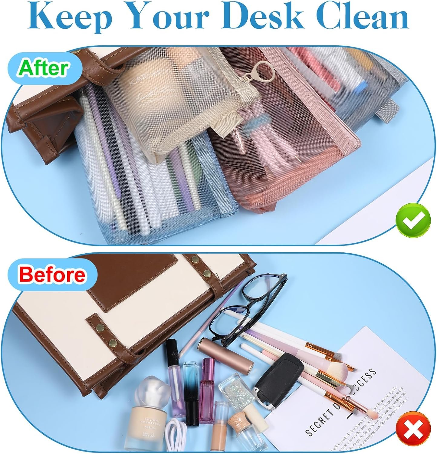 Private Label 4 Pcs Small Nylon Mesh Zipper Makeup Brush Bags Factory Direct Portable Clear Mesh Cosmetic Pouches Custom Logo for Home Office Travel Organizer