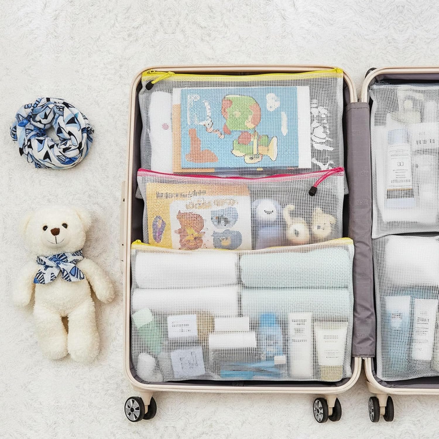 Private Label 15 Pack A3 Mesh Zipper Pouch Bags (16.7x12 in) Custom Logo Large Zipper Storage Pouches for Board Game Puzzle Toy & Travel Organizing Factory Direct