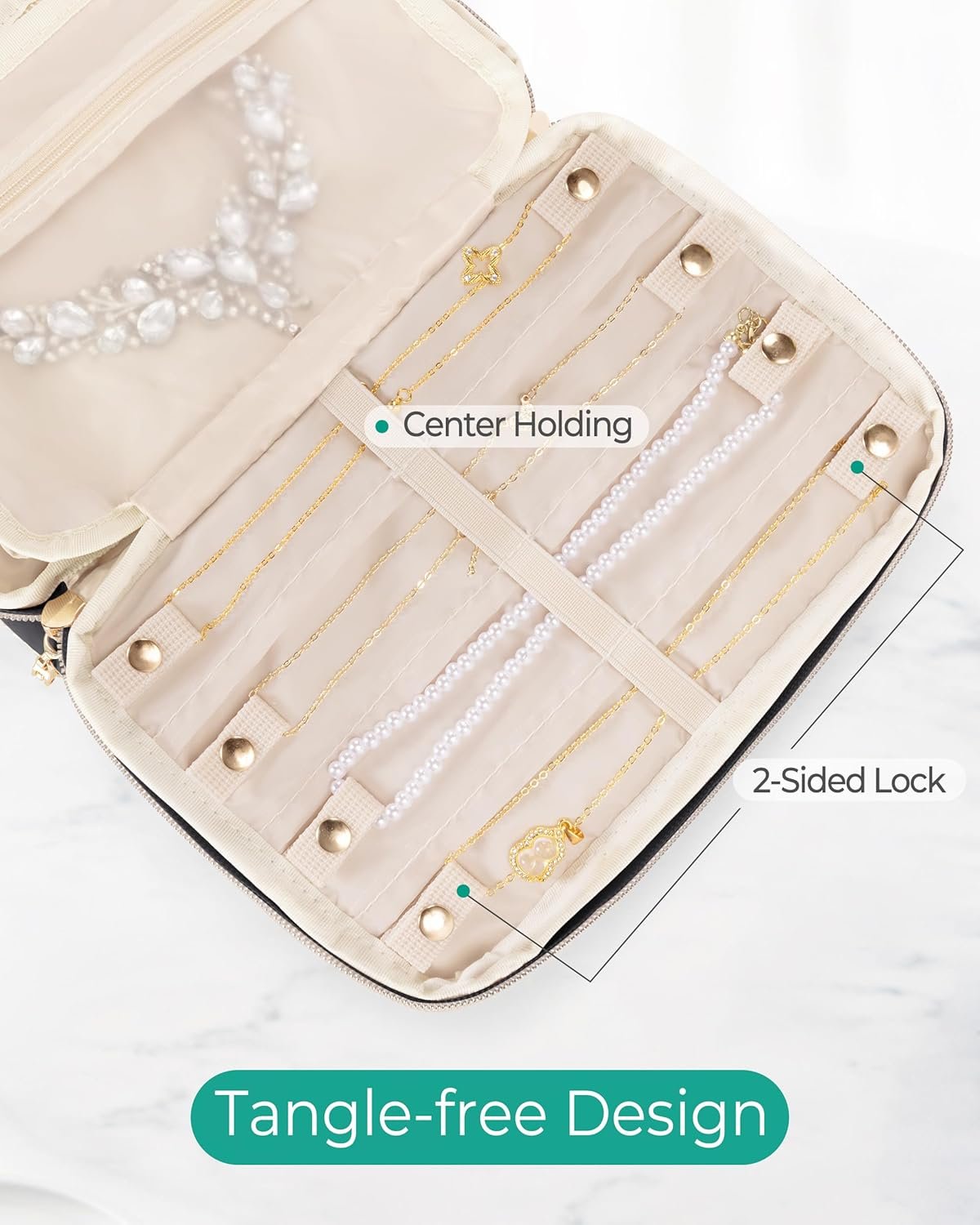 Custom Logo Foldable Black Travel Jewelry Organizer Case for Women Private Label Jewelry Bag for Earrings Rings Necklaces Bracelets Brooches Manufacturer