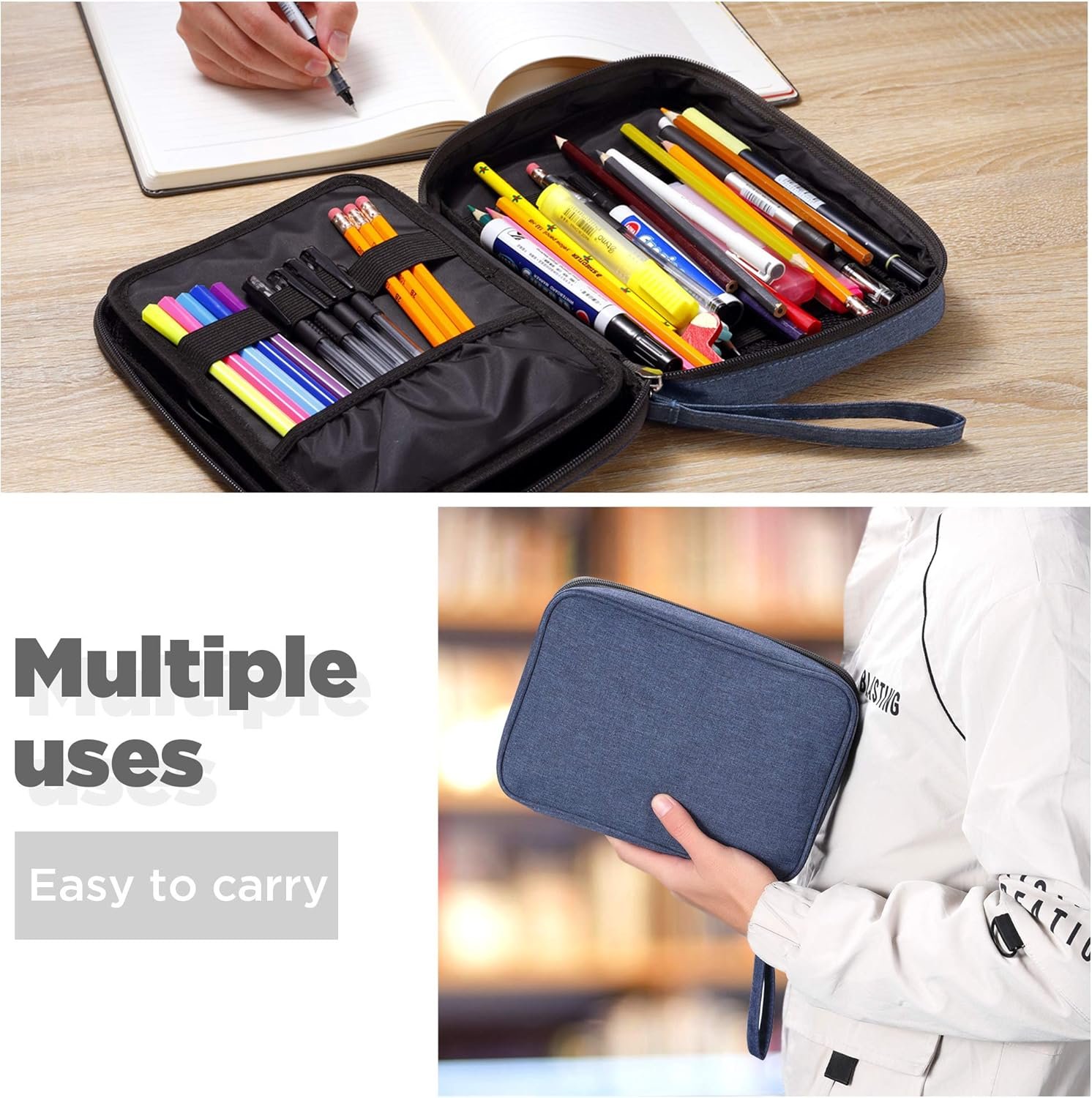 Private Label Big Capacity Marker Pen Pencil Storage Pouch Custom Logo Stationery Bag for Art Tools Sketch Bullet Journal School Office College Students Manufacturer