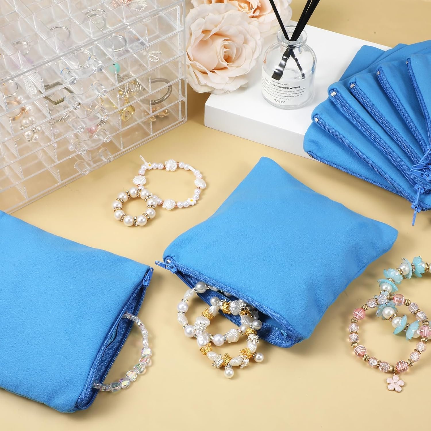 Private Label 8 Pcs Anti-Tarnish Zippered Silver Jewelry Storage Bags Custom Logo 5.9 x 5.9 Inch Pouches for Necklace Bracelet Earrings Manufacturer
