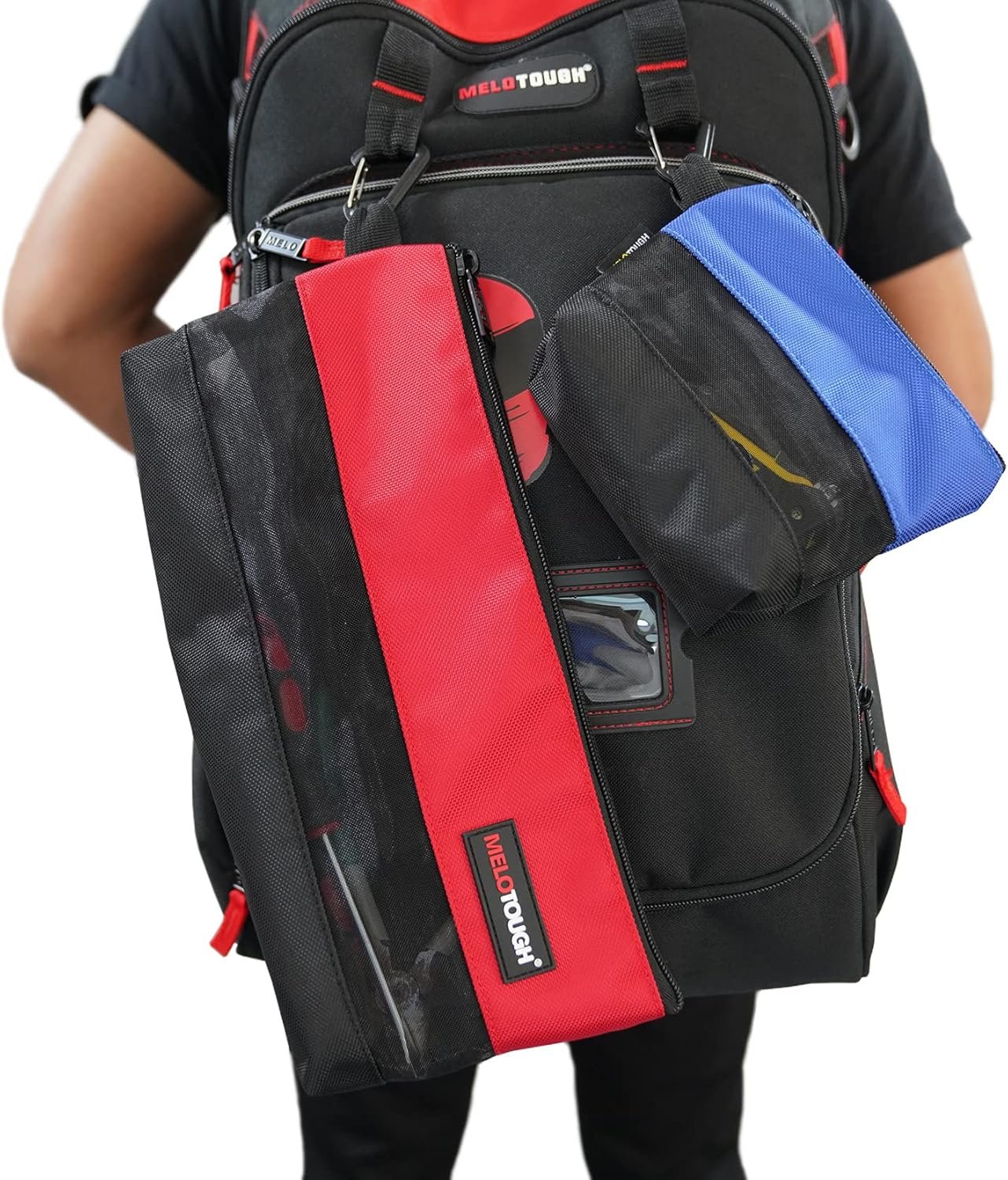 Custom Logo 2 Pack Small Zipper Utility Tool Bags Private Label Multi-Purpose Storage Organizer Pouch with Mesh Window for Screwdrivers Pliers Nut Drivers Manufacturer