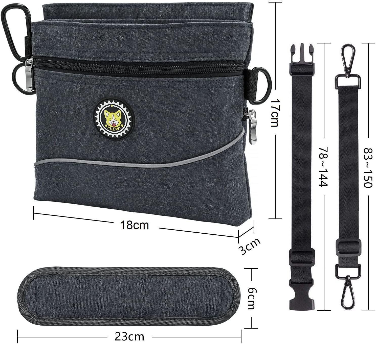 Custom Logo Dog Treat Pouch Bag with Magnetic Closure, Private Label Dog Food Carrier with Removable Inner Pocket for Agility Training, Manufacturer Includes Carabiner