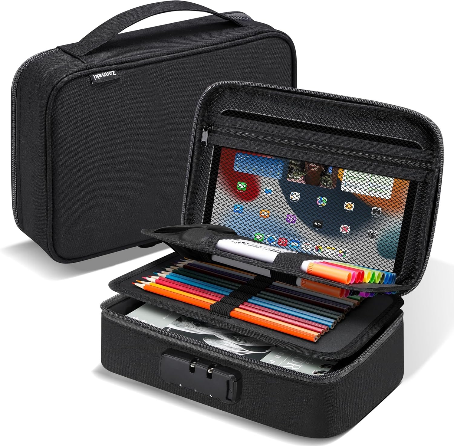 Custom Logo Big Capacity Storage Pouch Marker Pen Pencil Case Private Label Stationery Bag Art Tool Sketch Box for Bullet Journal Middle High School Office College Students Girls Women Adults Teens Manufacturer