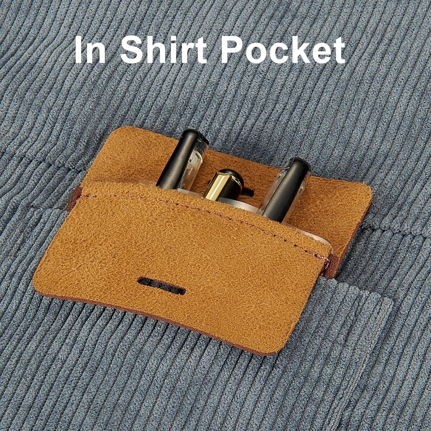 Private Label Pocket Protector 3 Pcs Leather Pen Holder Organizer Pouch for Shirts Lab Coats Pants Manufacturer Multi-Purpose Holds Pens Pointers Pencils Note Cards Custom Logo Brown Black Blue