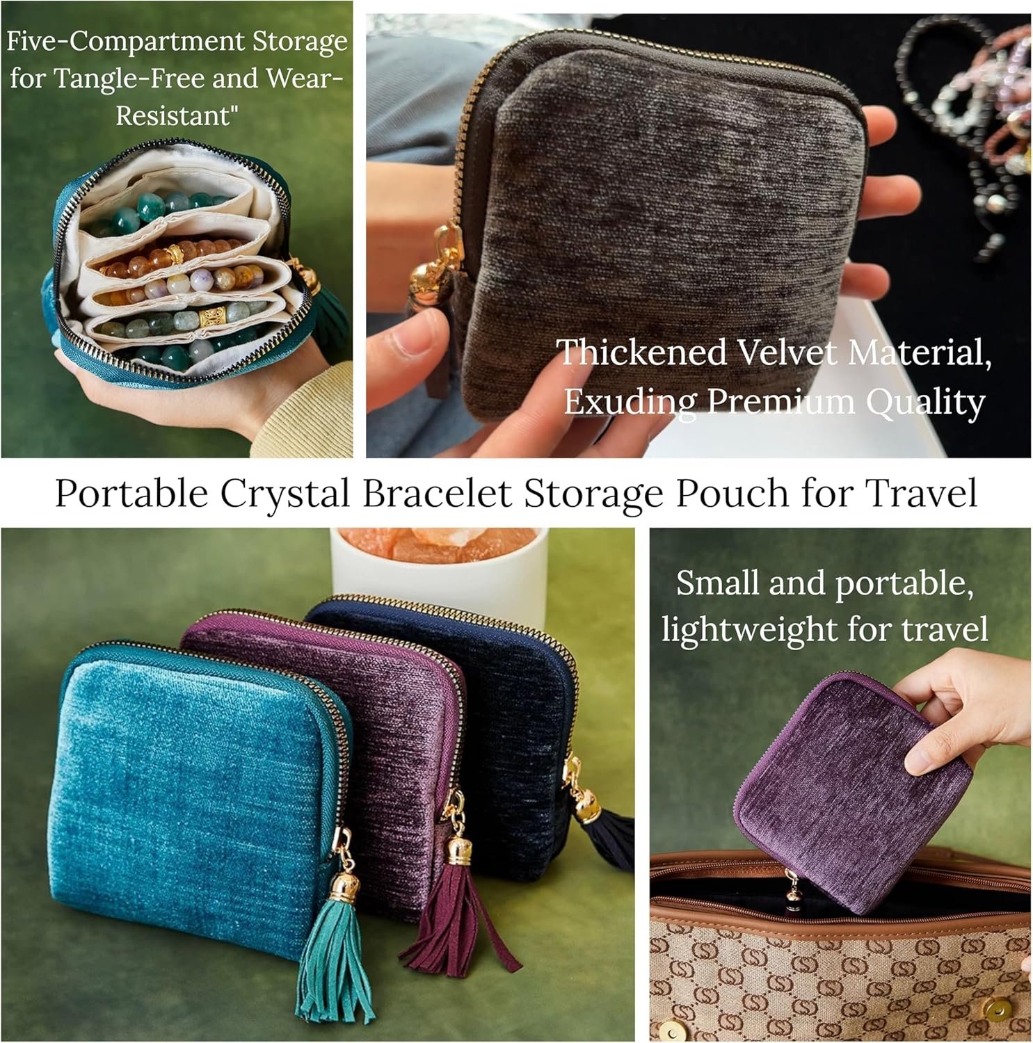 Private Label Travel Jewelry Case Organizer Portable Pouch with Custom Logo Tassel Zipper for Rings Crystal Bracelets Valentines Day Gift for Women Peacock Blue Manufacturer